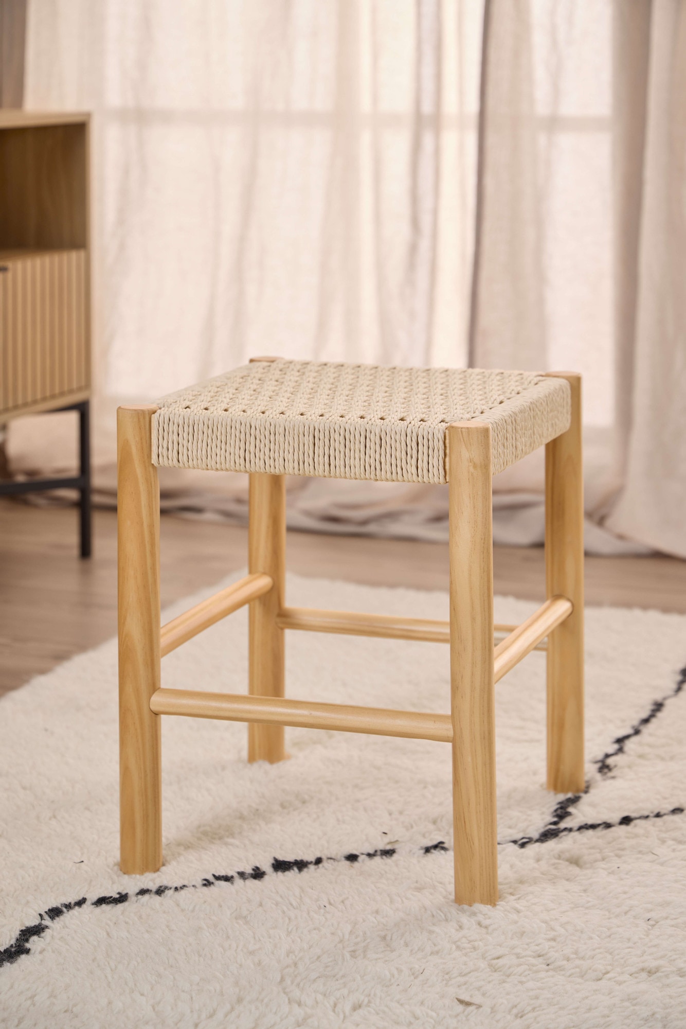 ACTONA GROUP Chaise »Alvin, Hocker« () tabouret, tressage papier blanc cassé, motif tressé, 35x35x45cm