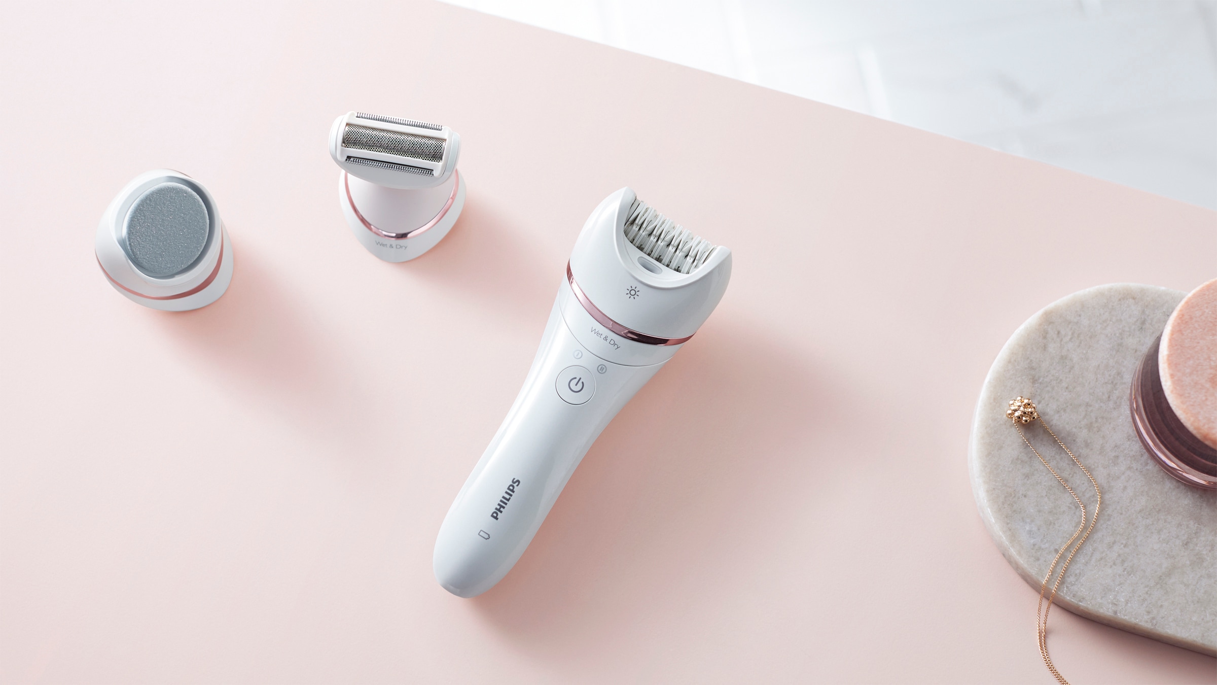 Philips Epilierer »Satinelle Advanced Series 8000«, 6 St. Aufsätze, Nass- und Trockenepilierer, mit 2 Geschwindigkeitsstufen