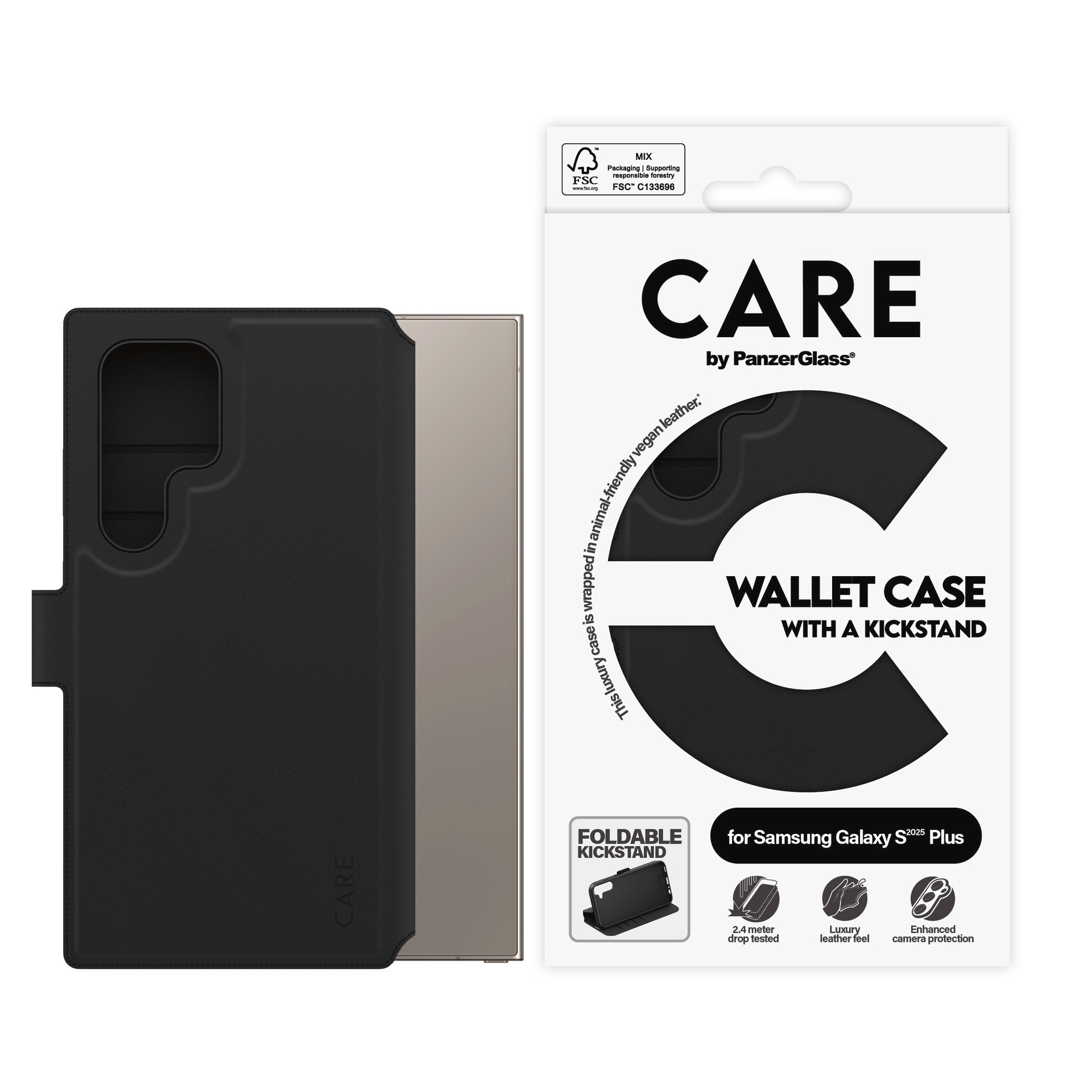Image of CARE by PanzerGlass Handyhülle "Wallet Case with Kickstand für Samsung Galaxy S25 Ultra" Backcover, Schutzhülle, Handyschutzhülle, Case, Schutzcase, stossfest