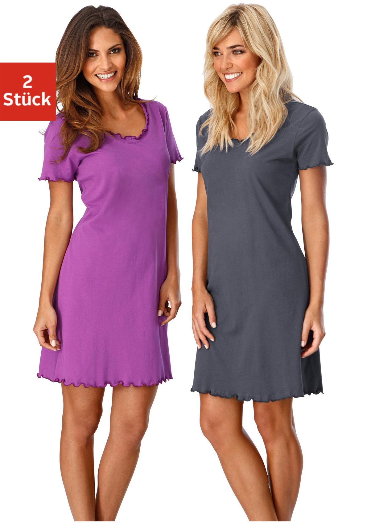 Image of Vivance Dreams Nachthemd, (Packung, 2er-Pack), mit Kräuselrändern bei Ackermann Versand Schweiz
