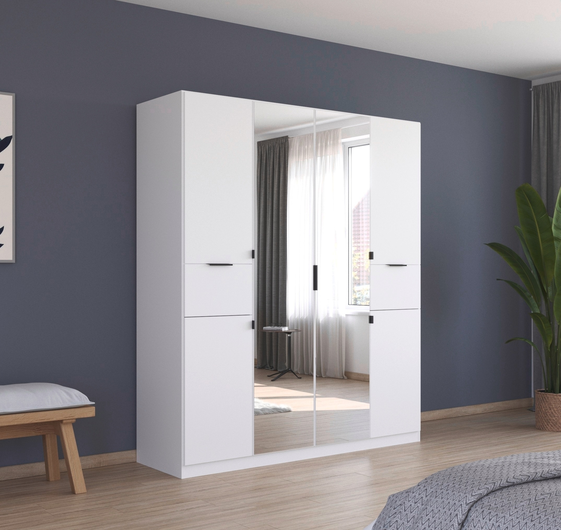 rauch Drehtürenschrank "Kleiderschrank Schrank Garderobe Wäscheschrank TICAO" Schubladen in der Höhe variabel positionierbar, mit 2 geräumigen Schubladen, viel Stauraum MADE IN GERMANY