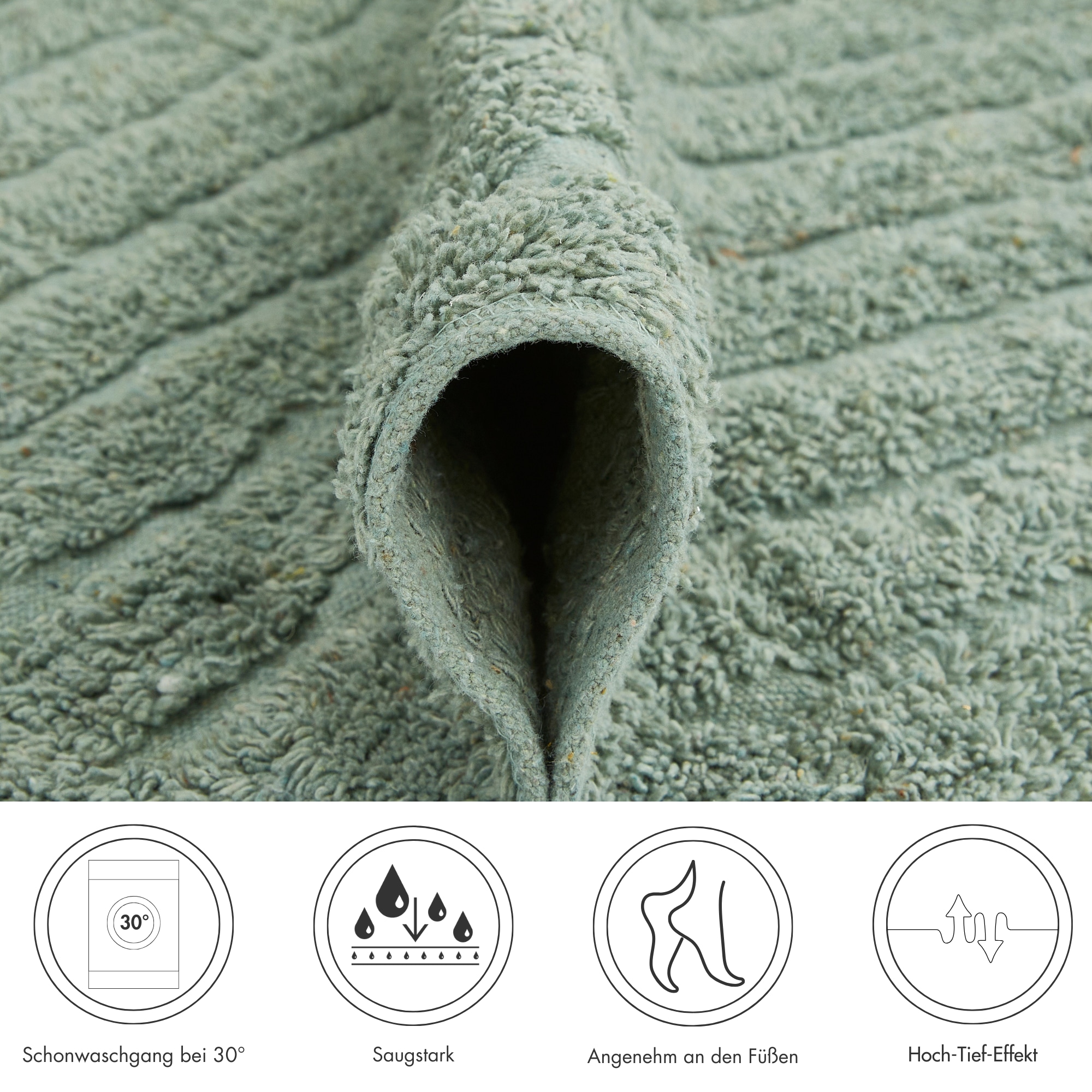 Andiamo Badematte »Havanna, 50x80 cm« Höhe 7,5 mm fussbodenheizungsgeeignet | schnell trocknend Badteppich, Uni Farben, Hoch-Tief Effekt, verschiedene Designs