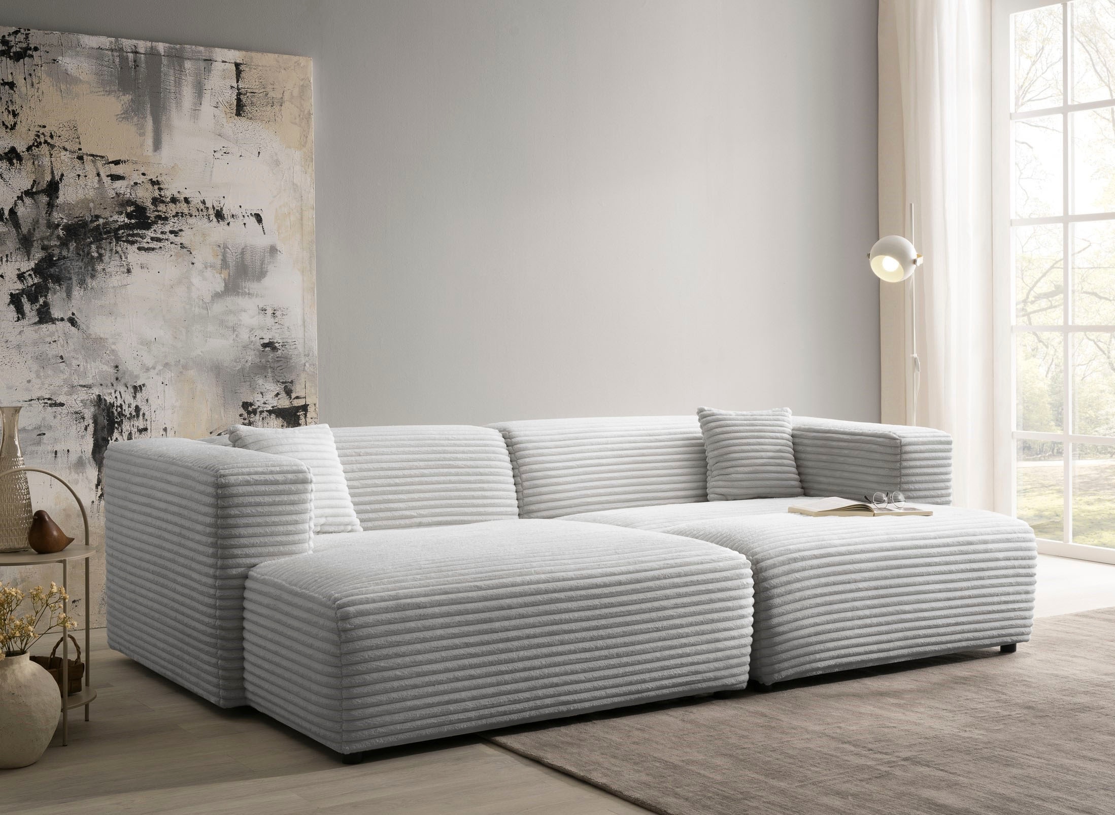 Home affaire Polsterecke »BAKELS, Ecksofa-Set mit Hocker, L-Form mit Schlaffunktion« Ecksofa-Set (incl. Hocker) im trendigen Megacord