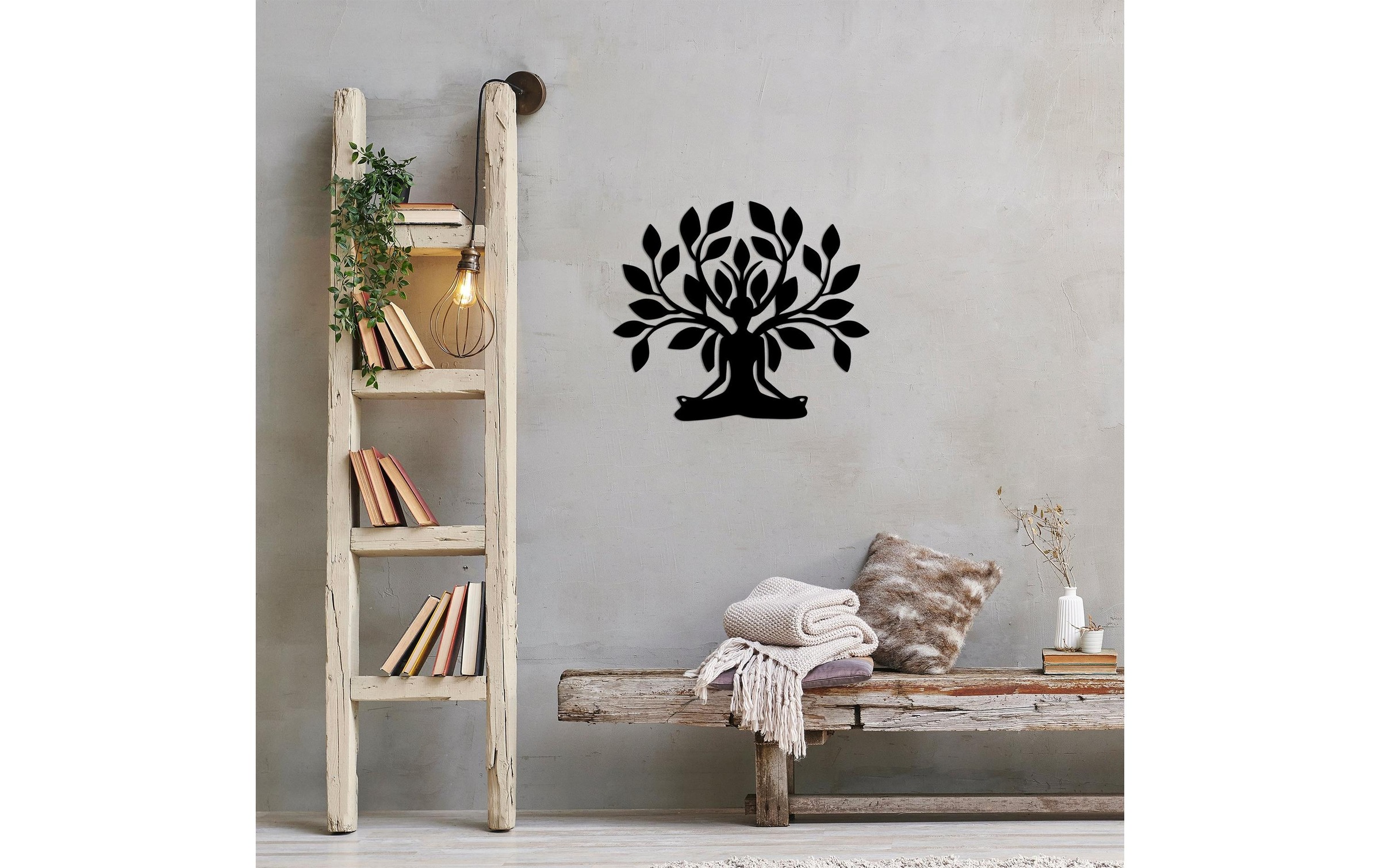 Wanddekoobjekt »Wallxpert Yoga Tree 70 x 60 cm«