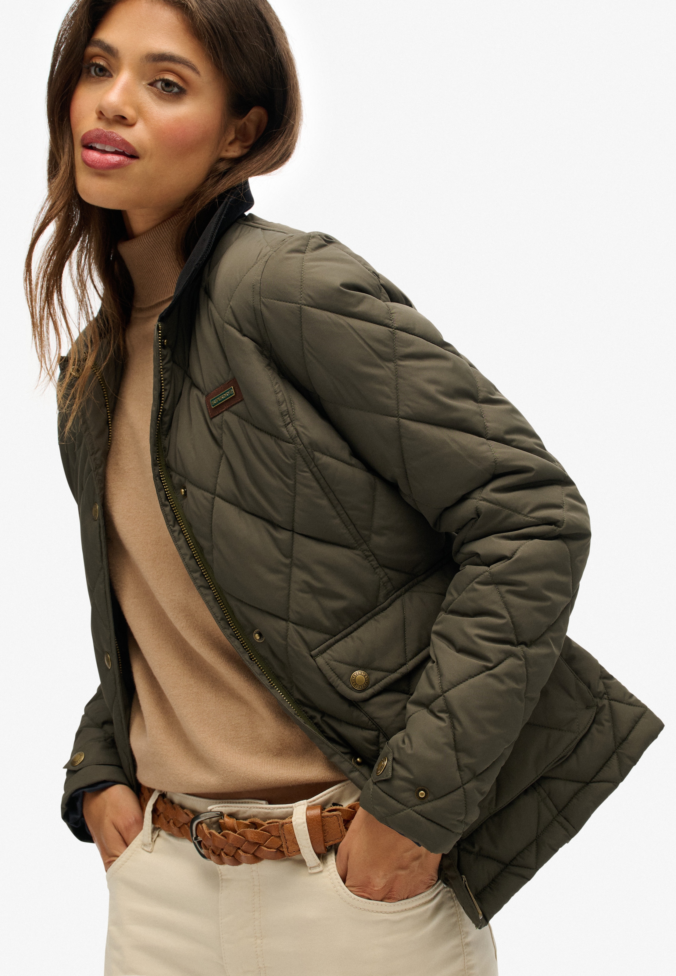 Superdry Veste matelassée »CORD TRIMMED LINER JACKET« ohne Kapuze