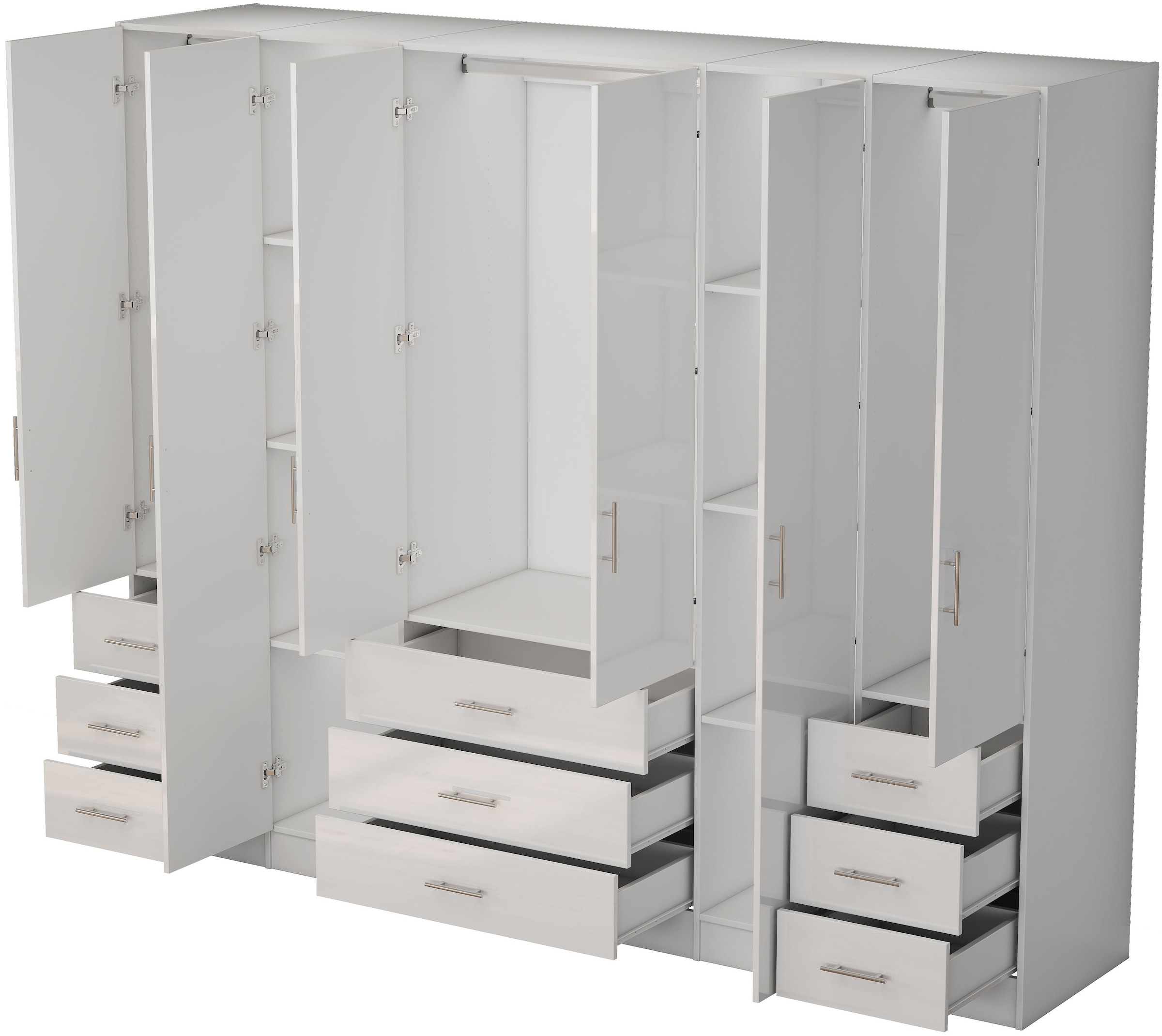 GOODproduct Kleiderschrank »Trento Schlafzimmerschrank Garderobe hochglanz« Schrank mit 6 Türen und 9 Schubladen, höchglänzende Fronten