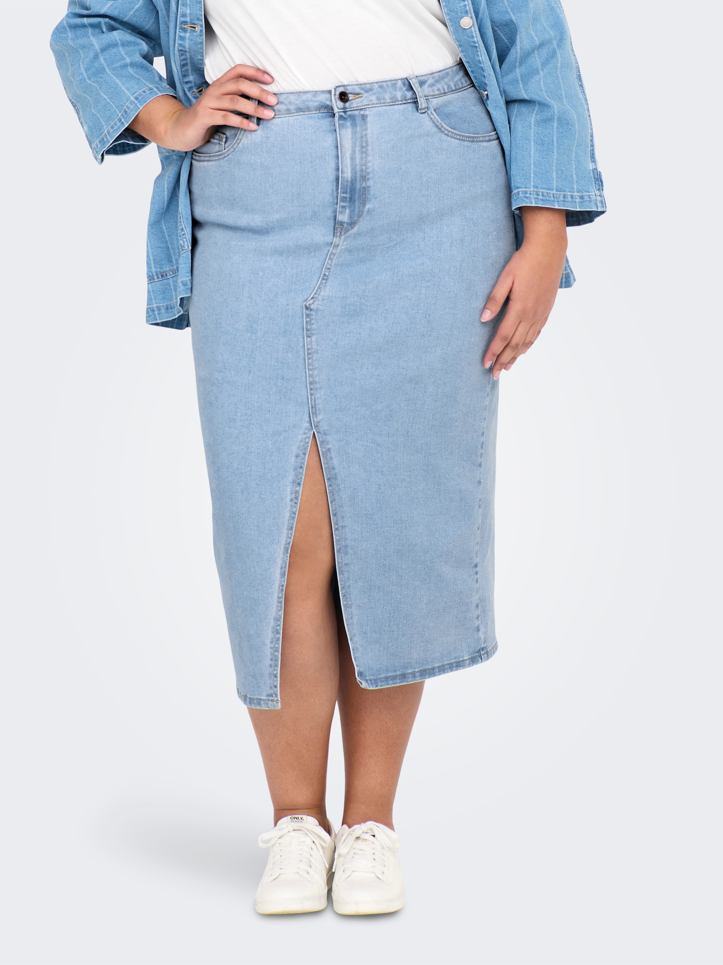 ONLY CARMAKOMA Jeansrock »CARSIRI FRONT SLIT SKIRT DNM GUA NOOS«