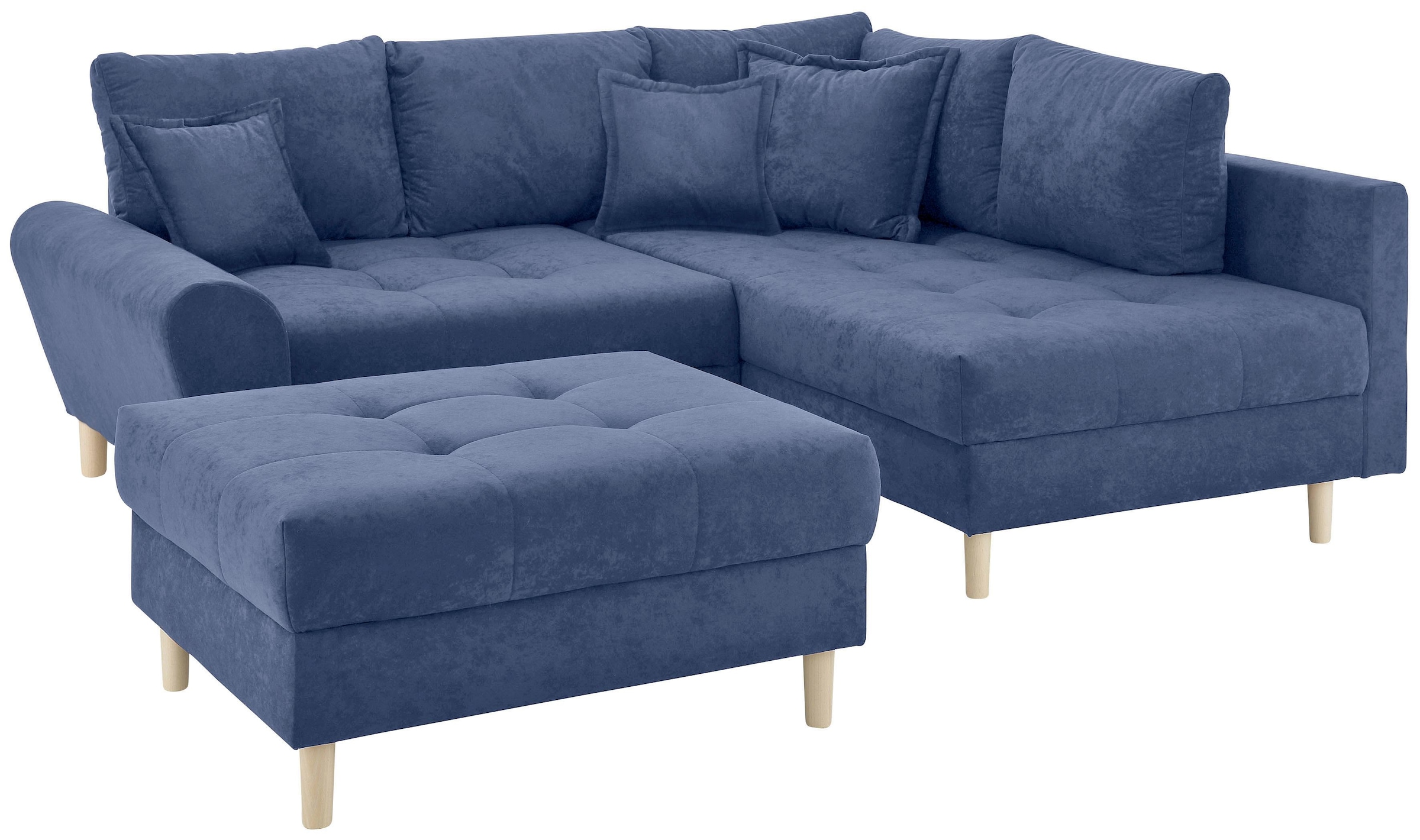 Home affaire Ecksofa »Rice L-Form, B: 223 cm - OTTO. Verlässliche Qualität.« Set: Sofa & Hocker, 3 Zierkissen, Federkern