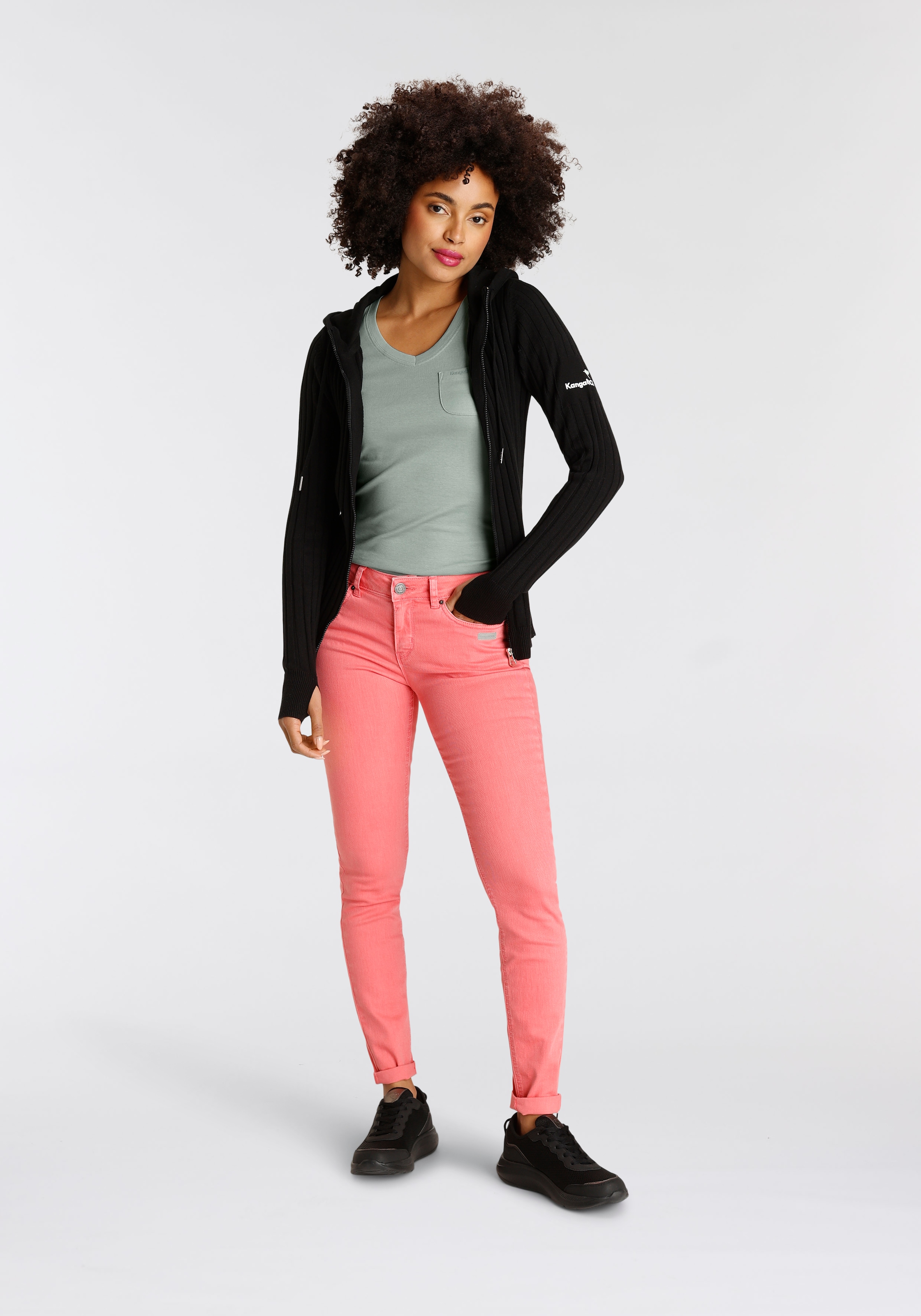 KangaROOS Kapuzenstrickjacke im sportiven Design mit Reissverschluss