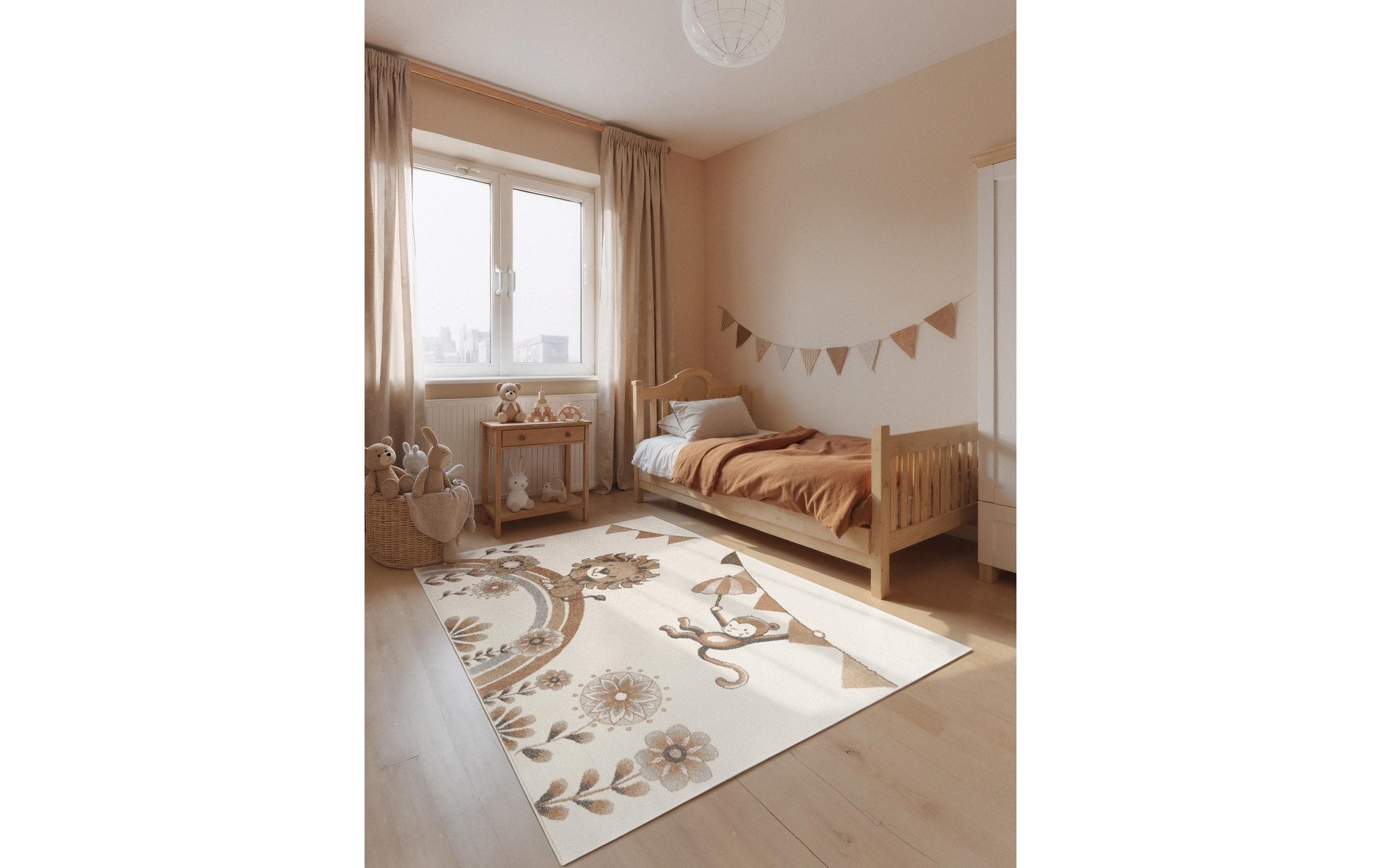 Villeroy & Boch Kinderteppich »Roar like a Lion Summer Party Teppich« rechteckig 9 mm Höhe Spielteppich weich, Kinderzimmer, Boho Kids Spielunterlage, Tieremotiv