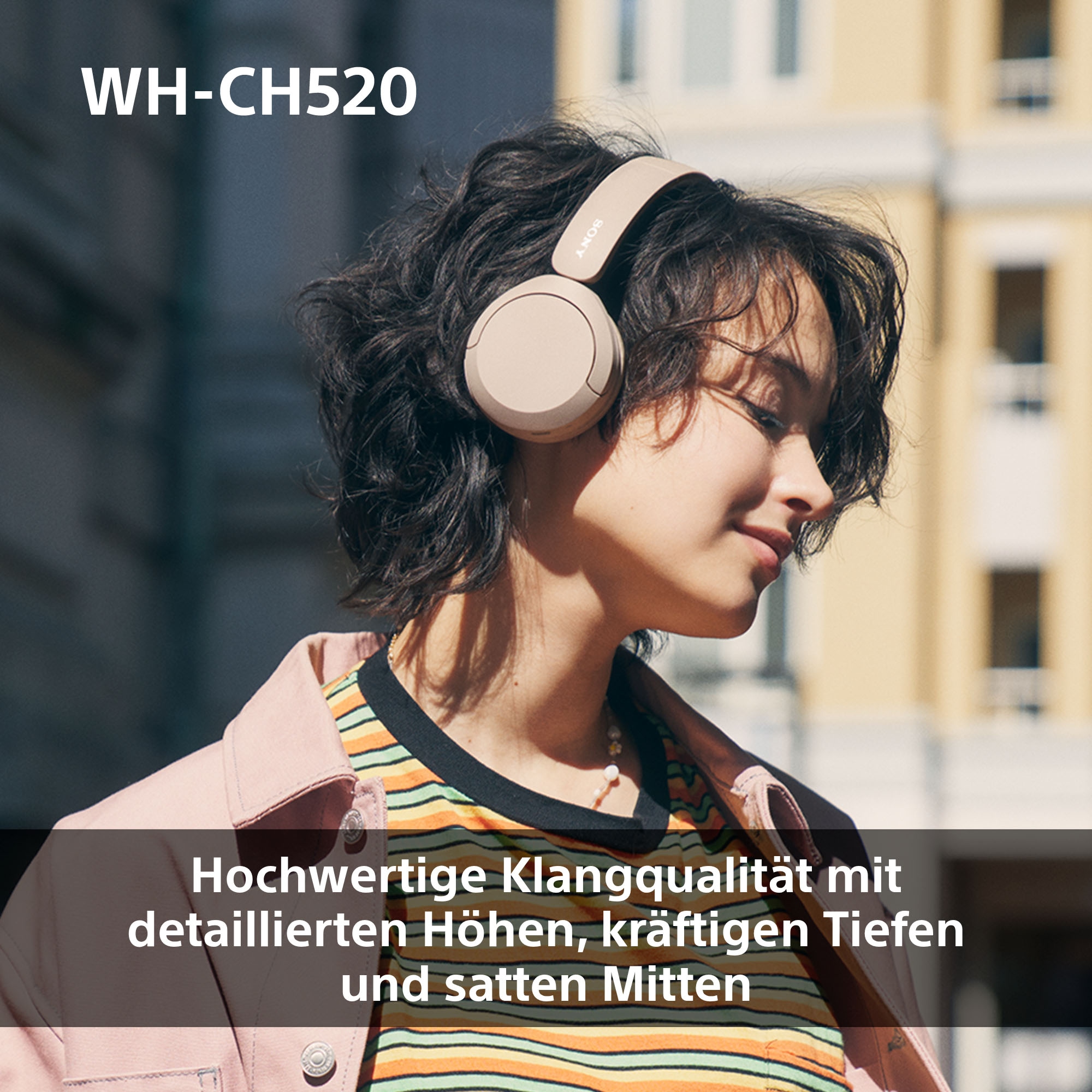 Sony Casque supra-auriculaire »WHCH520« commande vocale | compatible avec Siri | fonction mains libres | réduction du bruit autonomie max. batterie 200 h (veille)