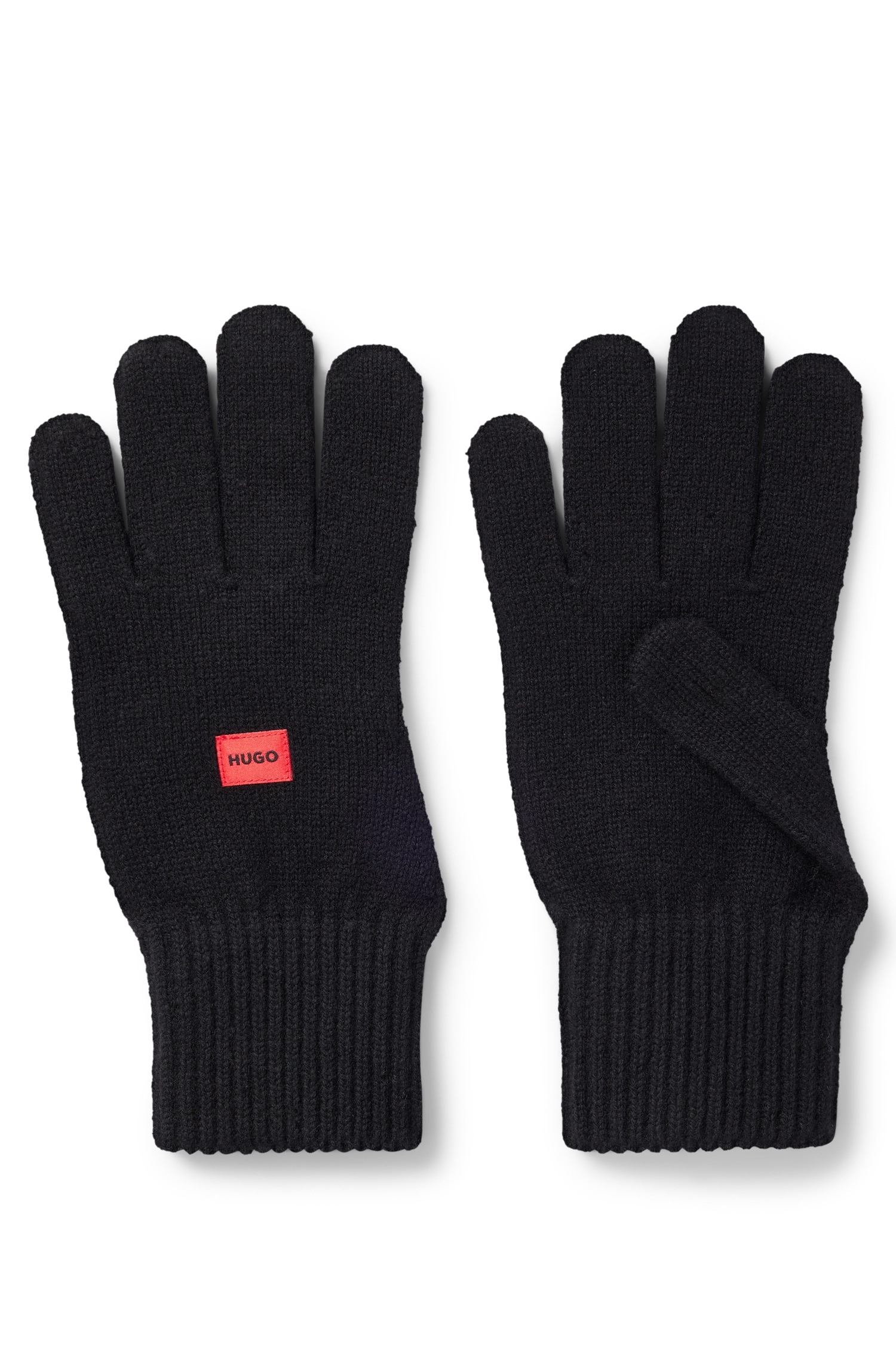 kontrastfarbenem auf beiden HUGO 3«, mit Strickhandschuhe Markenlabel shoppen Handrücken »Waff online