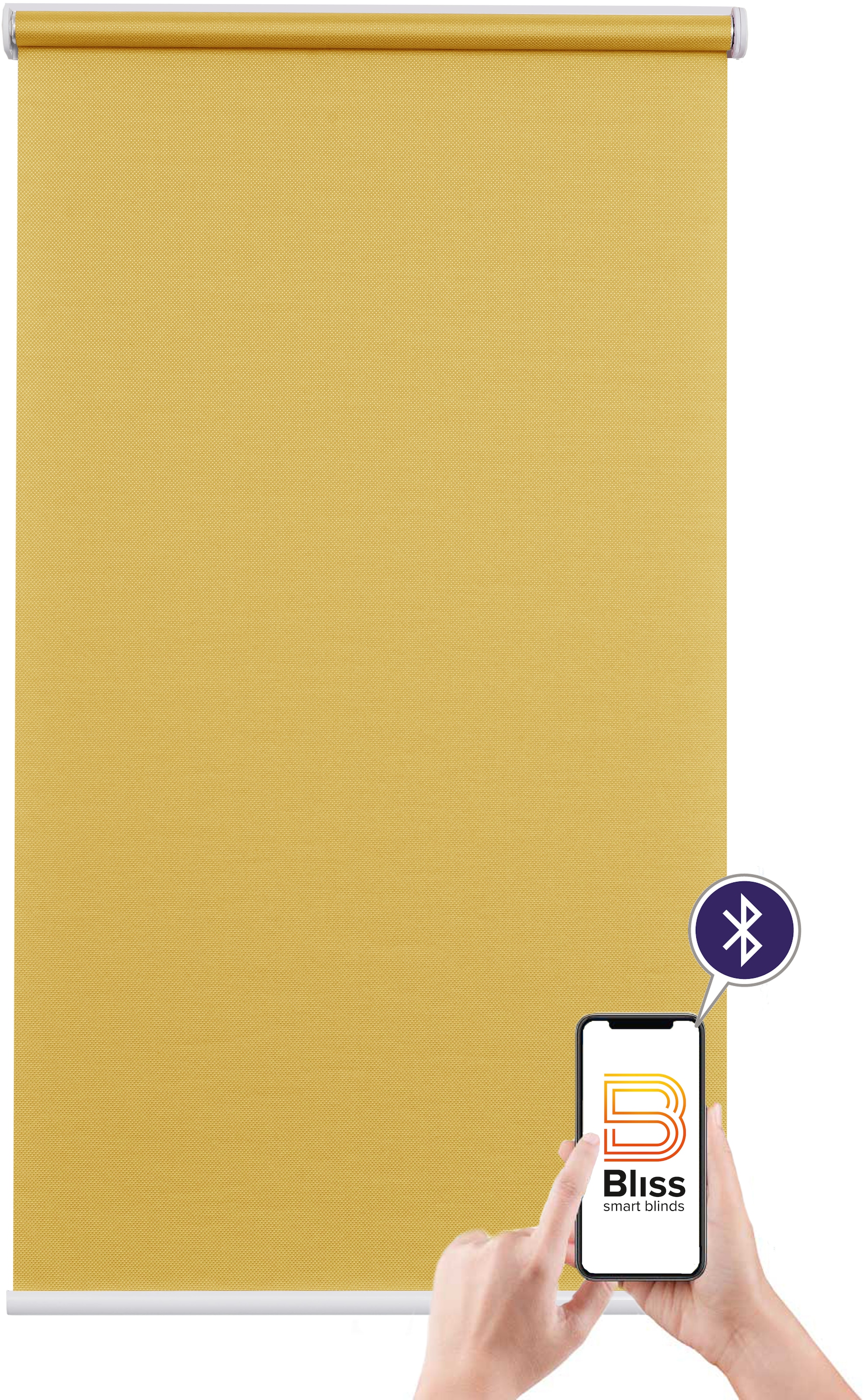 sunlines Store électrique »Mosaik« Opaque avec perçage suspendu librement commandé par app via Bluetooth, avec batterie et moteur, tige blanche