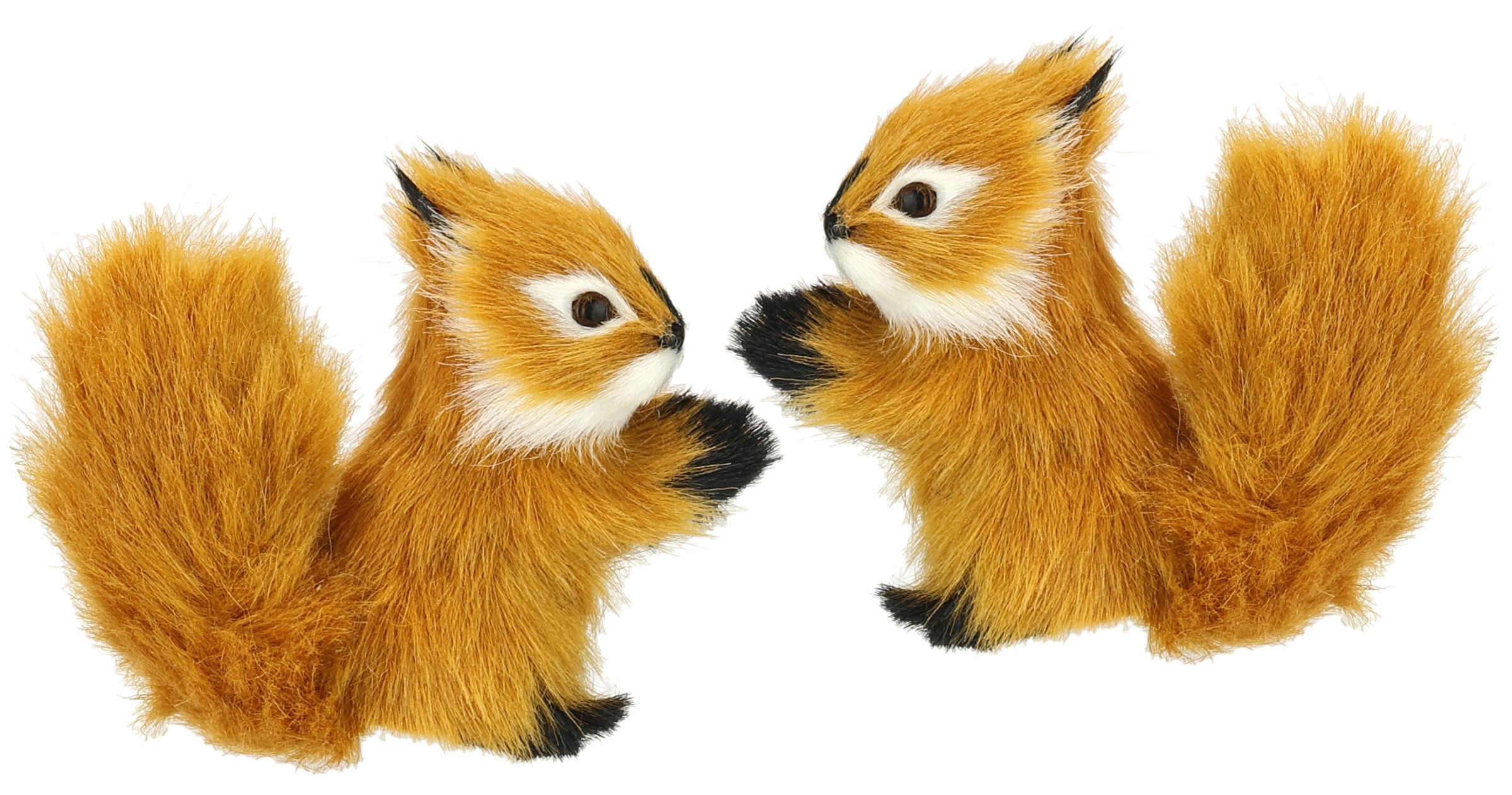 I.GE.A. Dekofigur "Tierfigur mini Eichhörnchen" 2er Set aus Kunstfell Statue Ornamente Pelz Plüschtier Waldtier