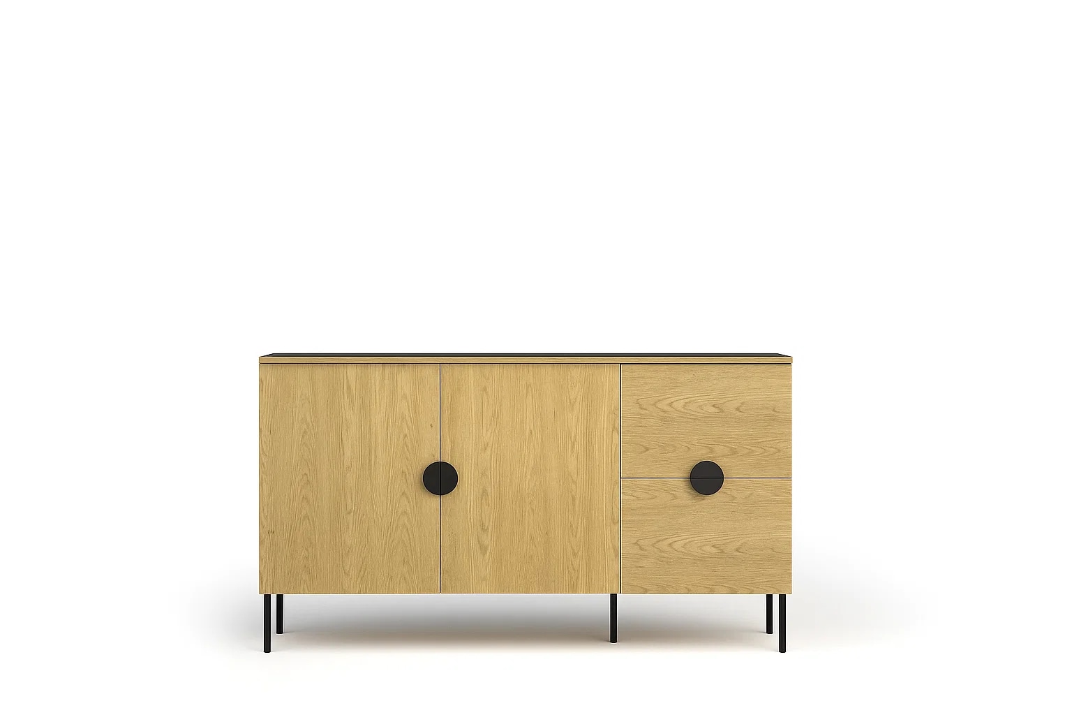 Home affaire Commode »BELLOT Sideboard mit 2 Schubladen und 2 Türen, B/T/H: 213/40/87,6 cm« Schubkastenkommode mit Metallgriffen und viel Stauraum
