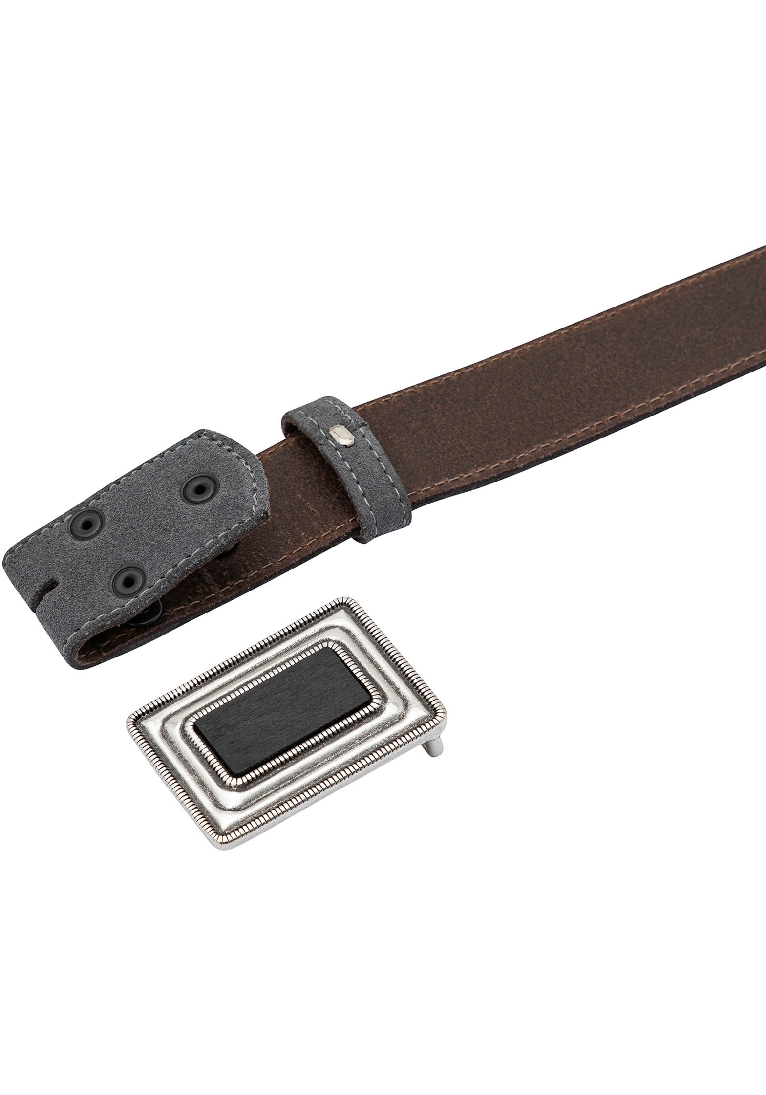 Rettungsring Gürtel Ledergürtel mit austauschbarer Schliesse »Silberrahmen mit Holz Schwarz«