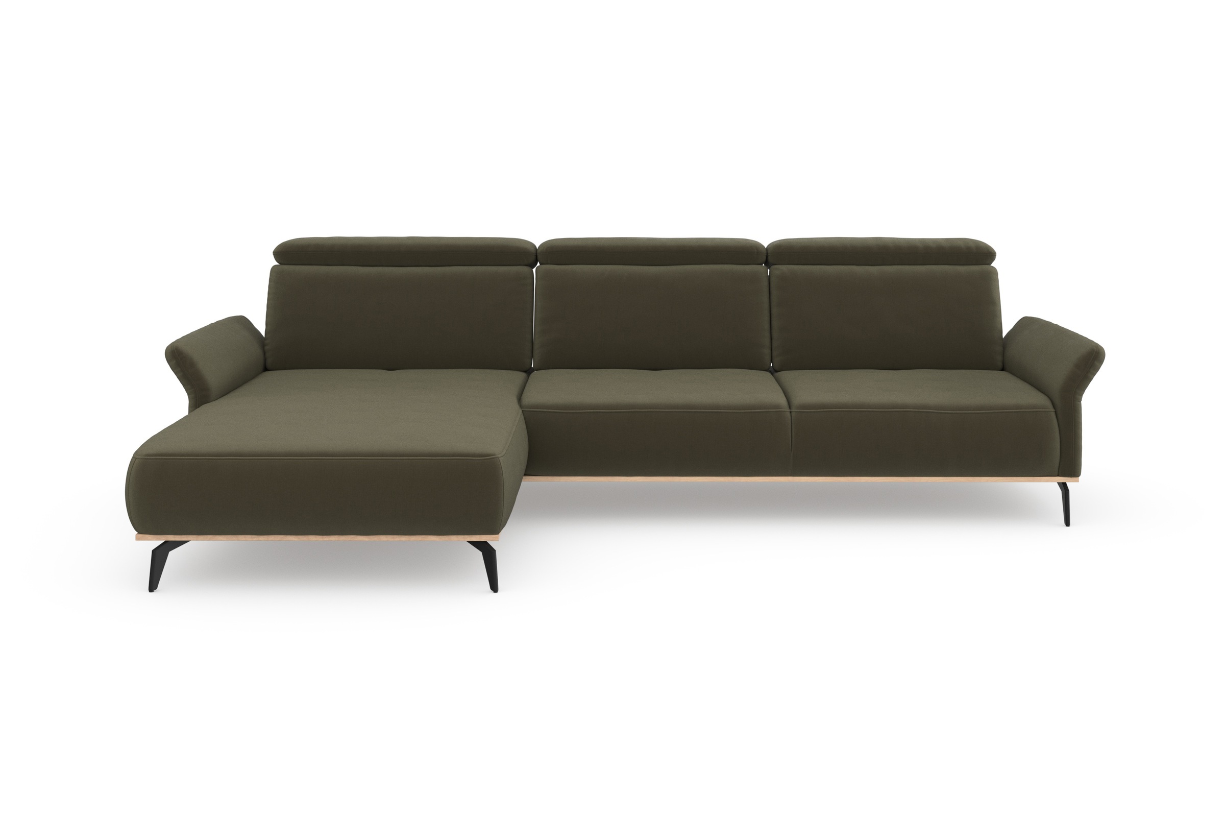 Places of Style Ecksofa »Fjord L-Form«, massiv, wahlweise mit Armlehnfunktion, Kopf- Sitztiefenverstellung