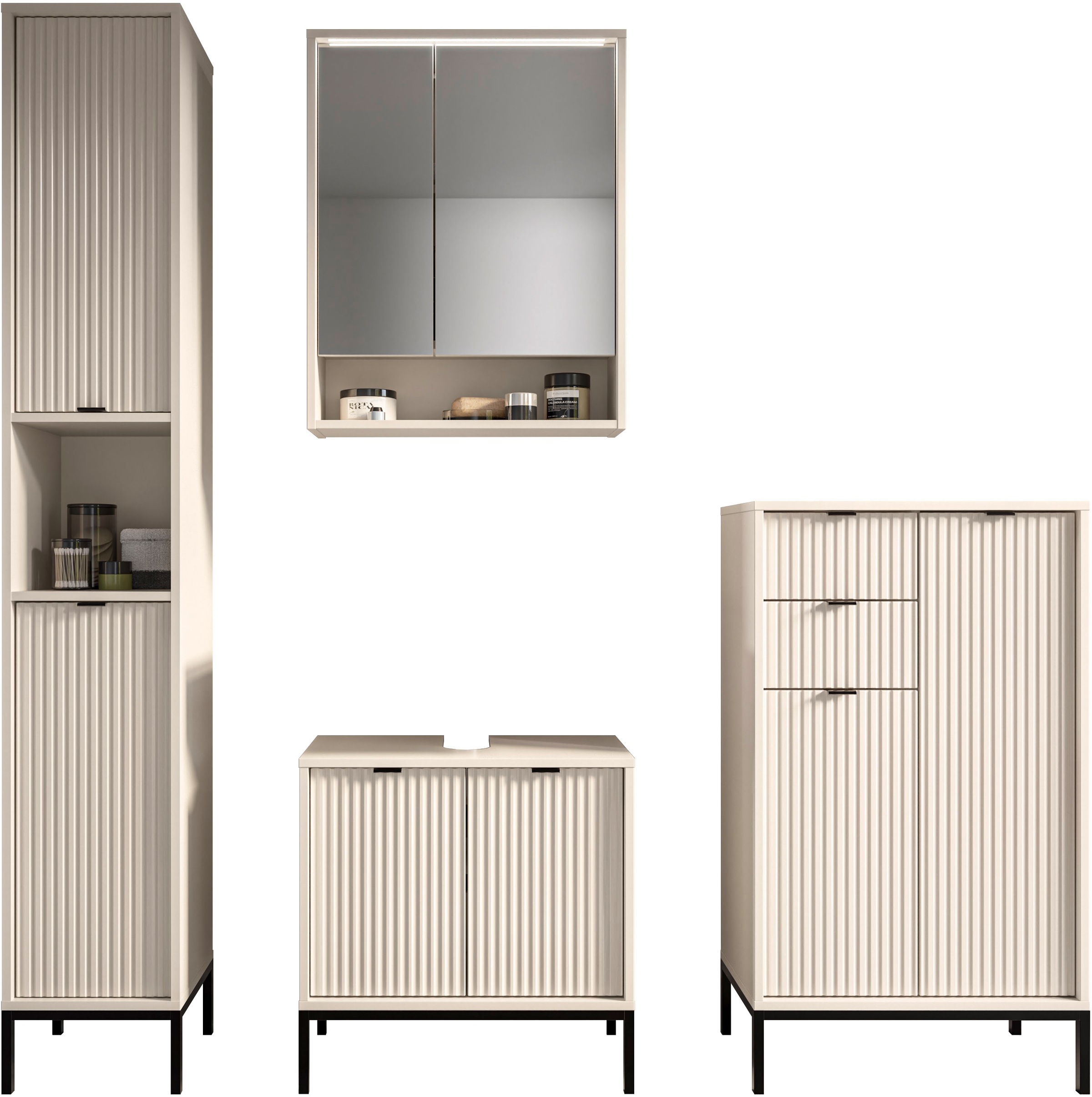 BASIC by Balculina »Lucera Midischrank, Badezimmerschrank BxHxT 60x106x32« 1 cuis tlg. largeur 60 cm, porte montable à gauche/droite