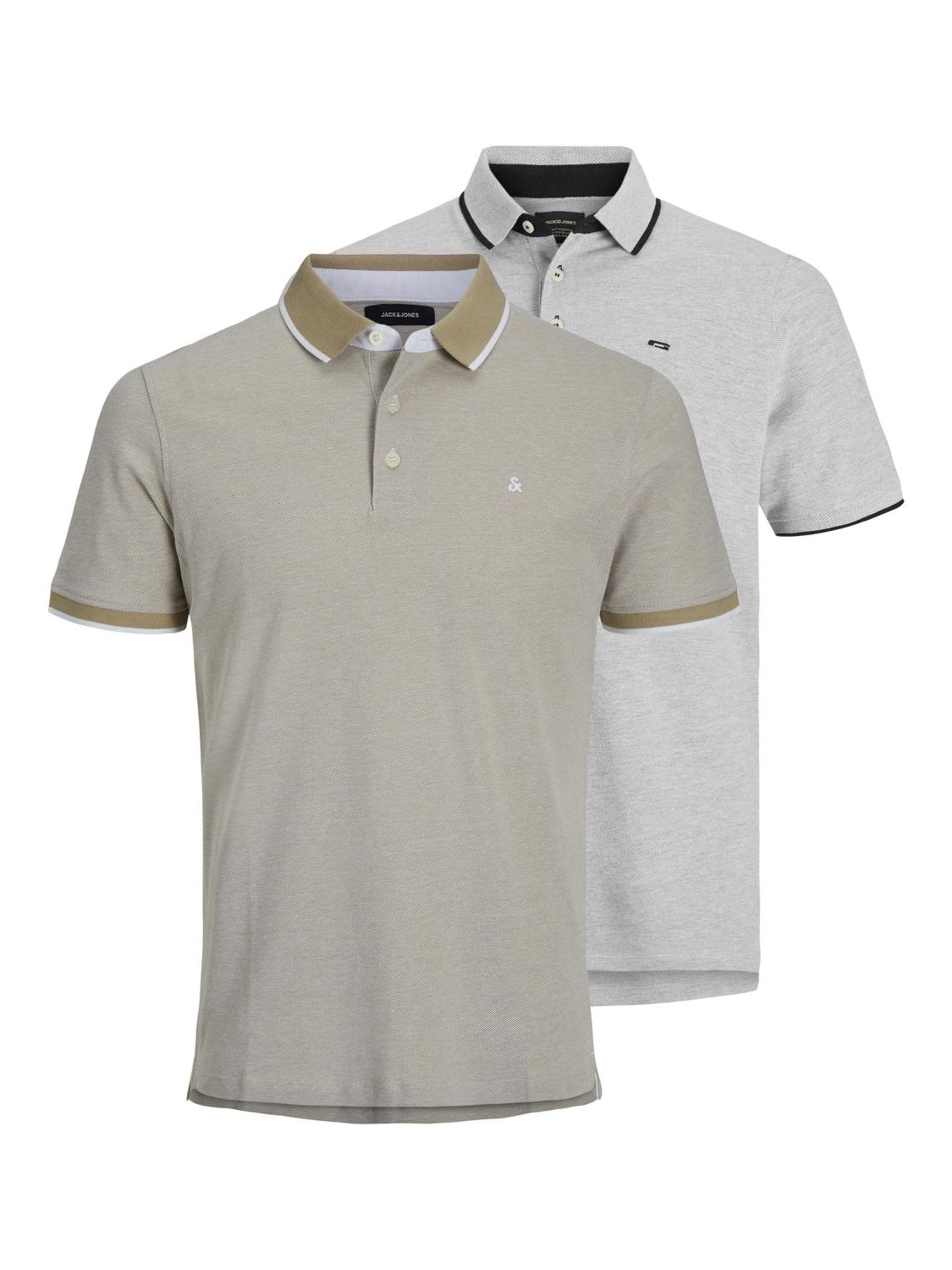 Image of Jack & Jones Poloshirt "JJEPAULOS Slim Fit, sportlich-elegant, mit Stickerei und Knopfleiste" Packung, 2 Stk. Baumwolle, slim fit
