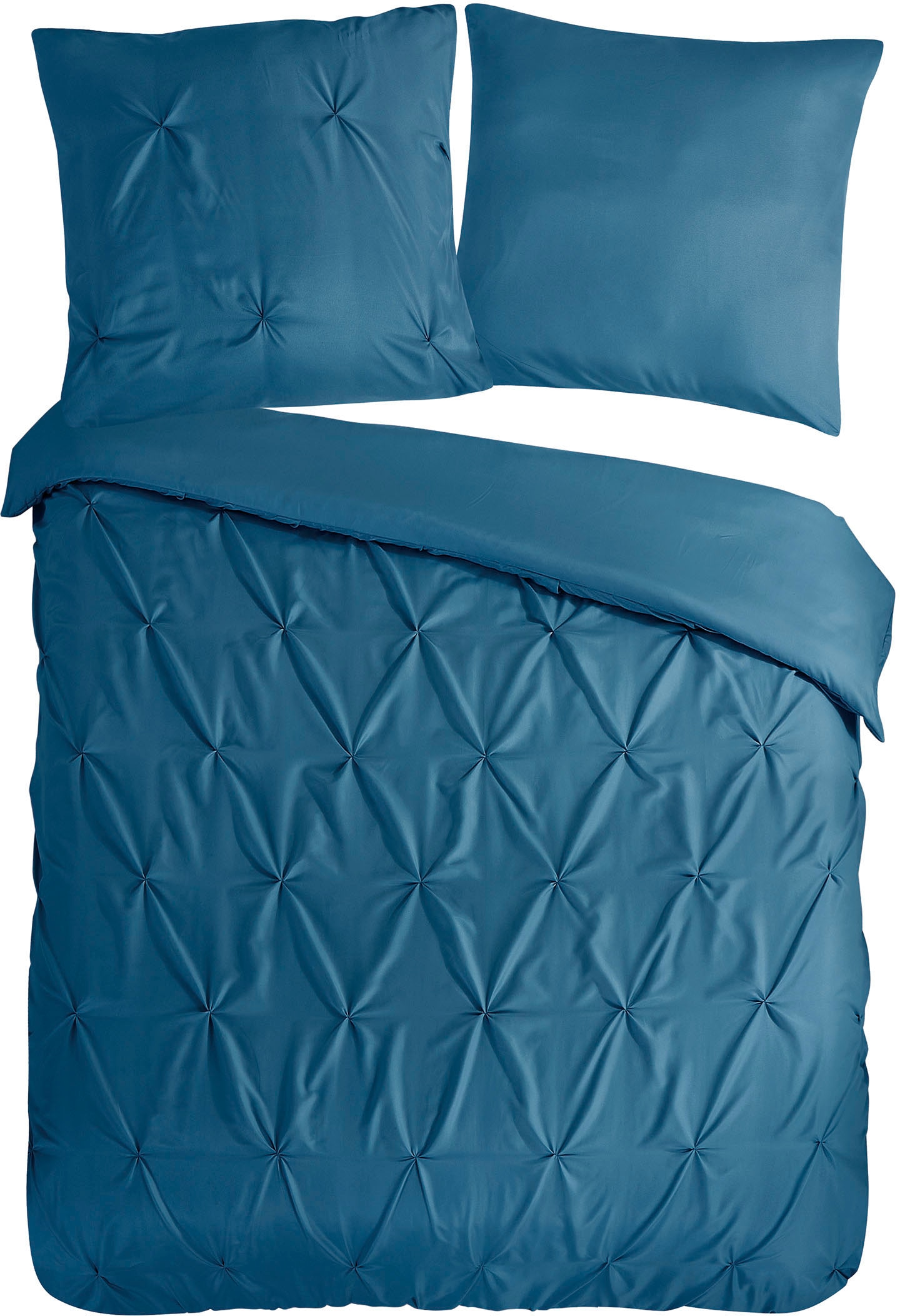PURE luxury collection Bettwäsche »Elegance«, Mikrofaser, Uni, Stickerei, luxuriöse Falten, Reissverschluss, Grün