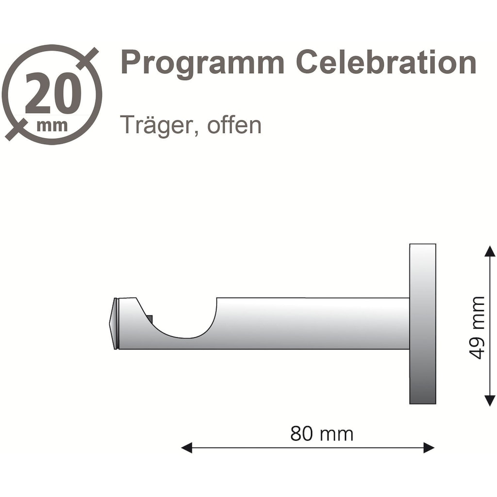Liedeco Gardinenstangenhalter »Auflageträger, Träger 1-läufig für 20 mm Stangen "Celebration"«, (1 St.)