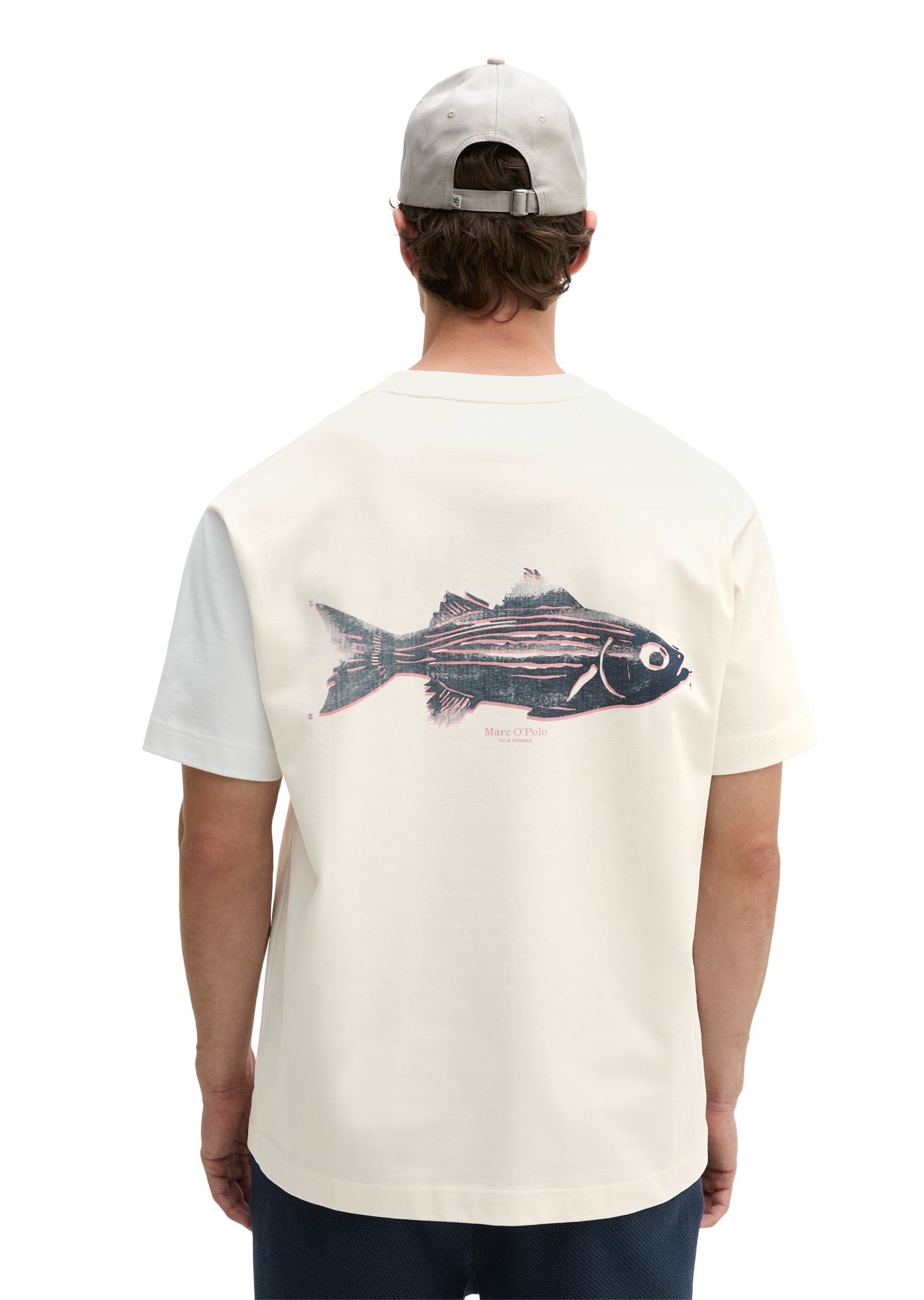 Image of Marc OPolo T-Shirt loose mit Fisch-Rückenprint