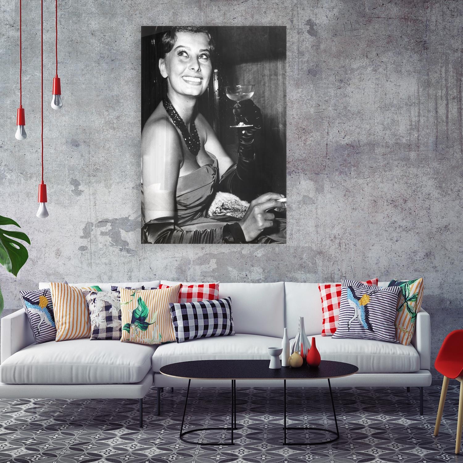 Image of queence Acrylglasbild "Champagne" Film Filmfiguren Filmszene Foto Frau Portrait Schwarz-Weiss Stars Fine Art-Print in Galeriequalität