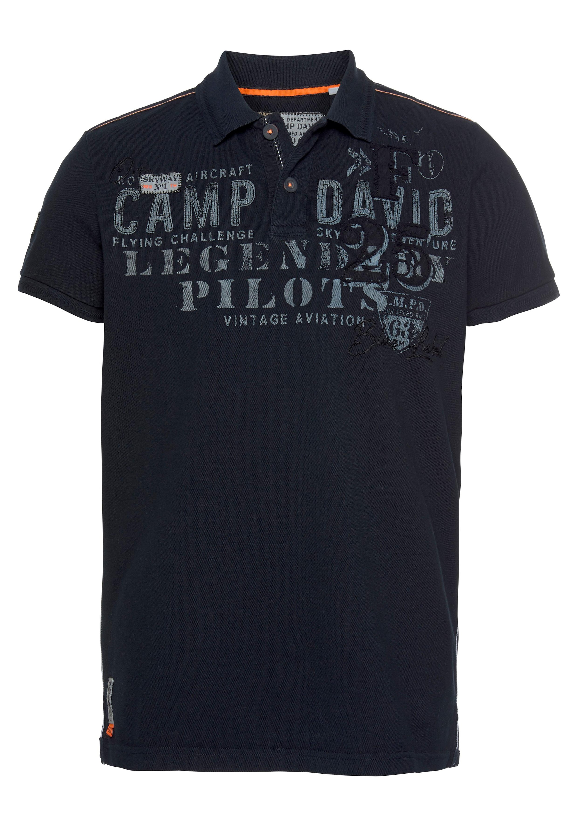 CAMP DAVID Poloshirt, mit grossem Frontdruck