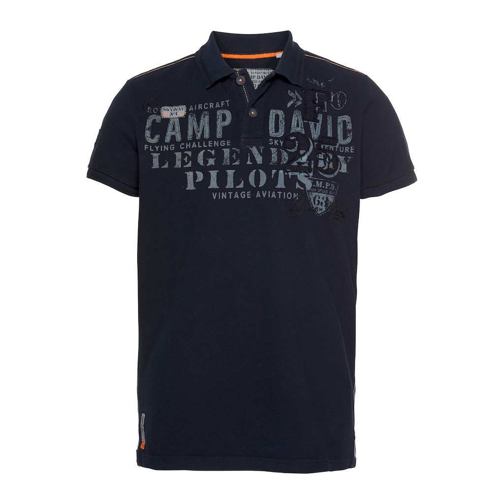 CAMP DAVID Poloshirt, mit grossem Frontdruck