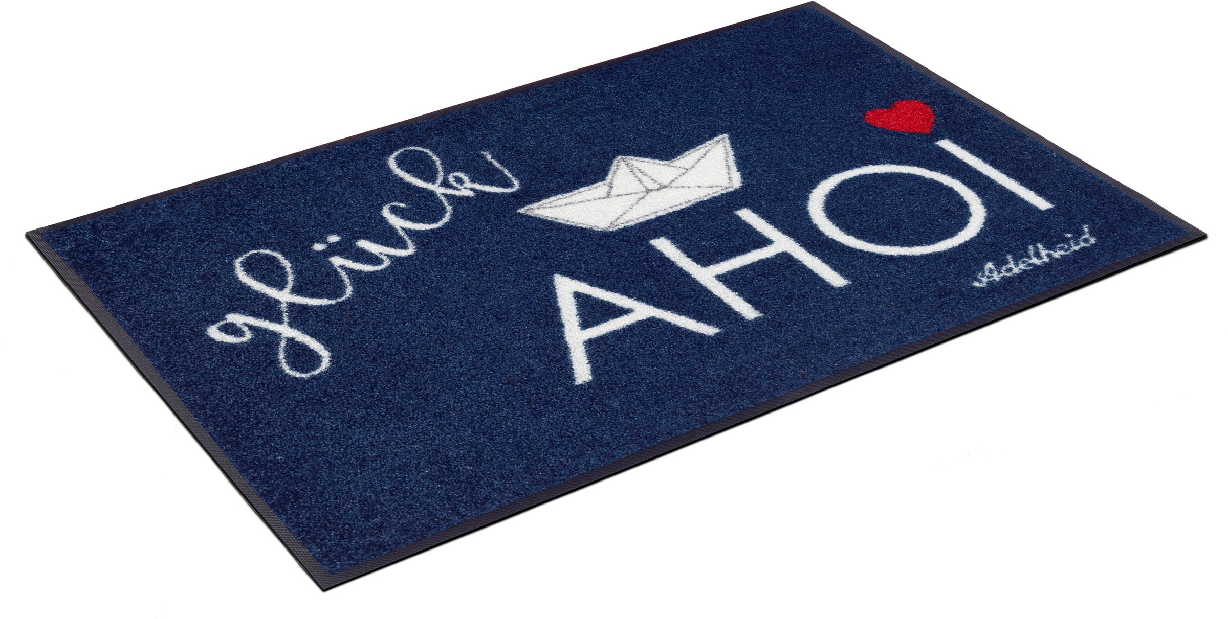 Image of wash+dry by Kleen-Tex Fussmatte »Glück Ahoi Boot«, rechteckig, 7 mm Höhe, Schmutzfangmatte, mit Spruch, In- und Outdoor geeignet, waschbar bei Ackermann Versand Schweiz