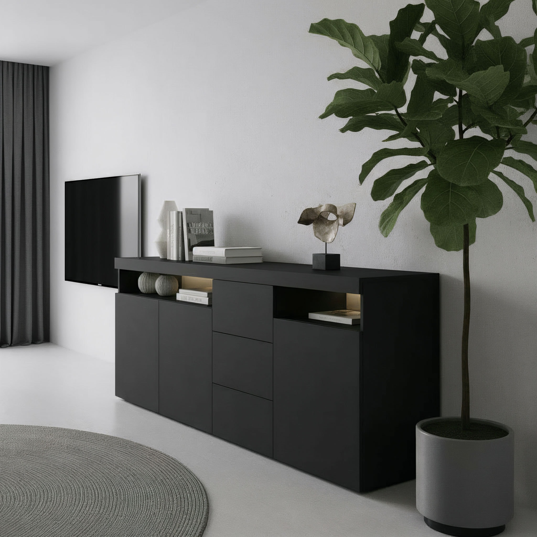 borchardt Möbel Sideboard »Kapstadt, Kommode mit Push-to-open-Funktion, Hochglanz-Dekor« Breite 200 cm mit 3 Schubkästen