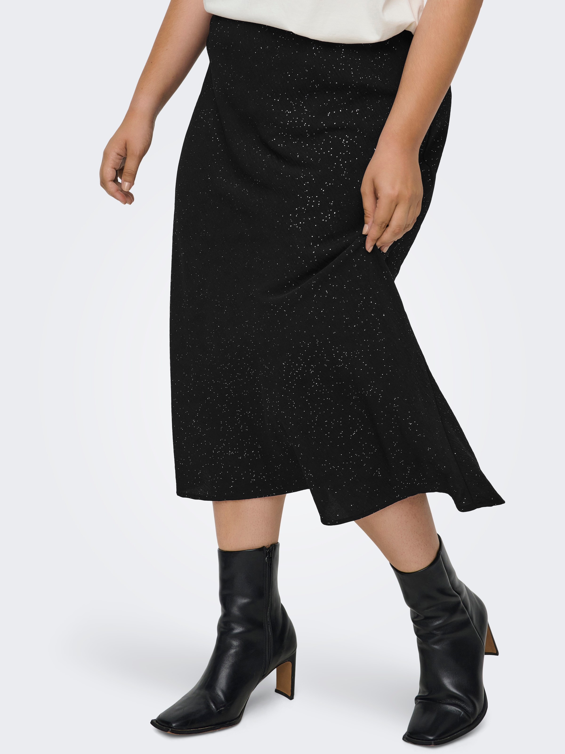 Image of ONLY CARMAKOMA Midirock "CARJOSEE METTA LIFE MIDI SKIRT WVN" mit Glitzer Effekt