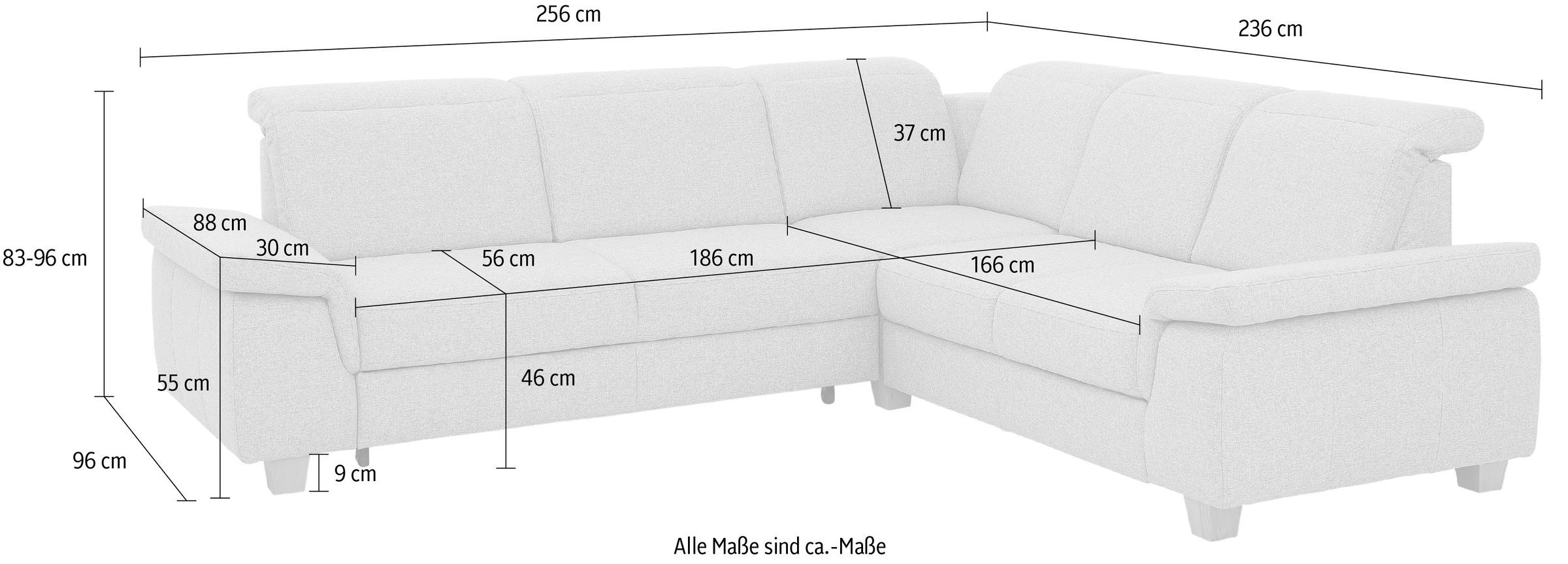 Home affaire Ecksofa »Dalia L-Form« mit Federkernpolsterung, wahlweise mit Bettfunktion, Bettkasten