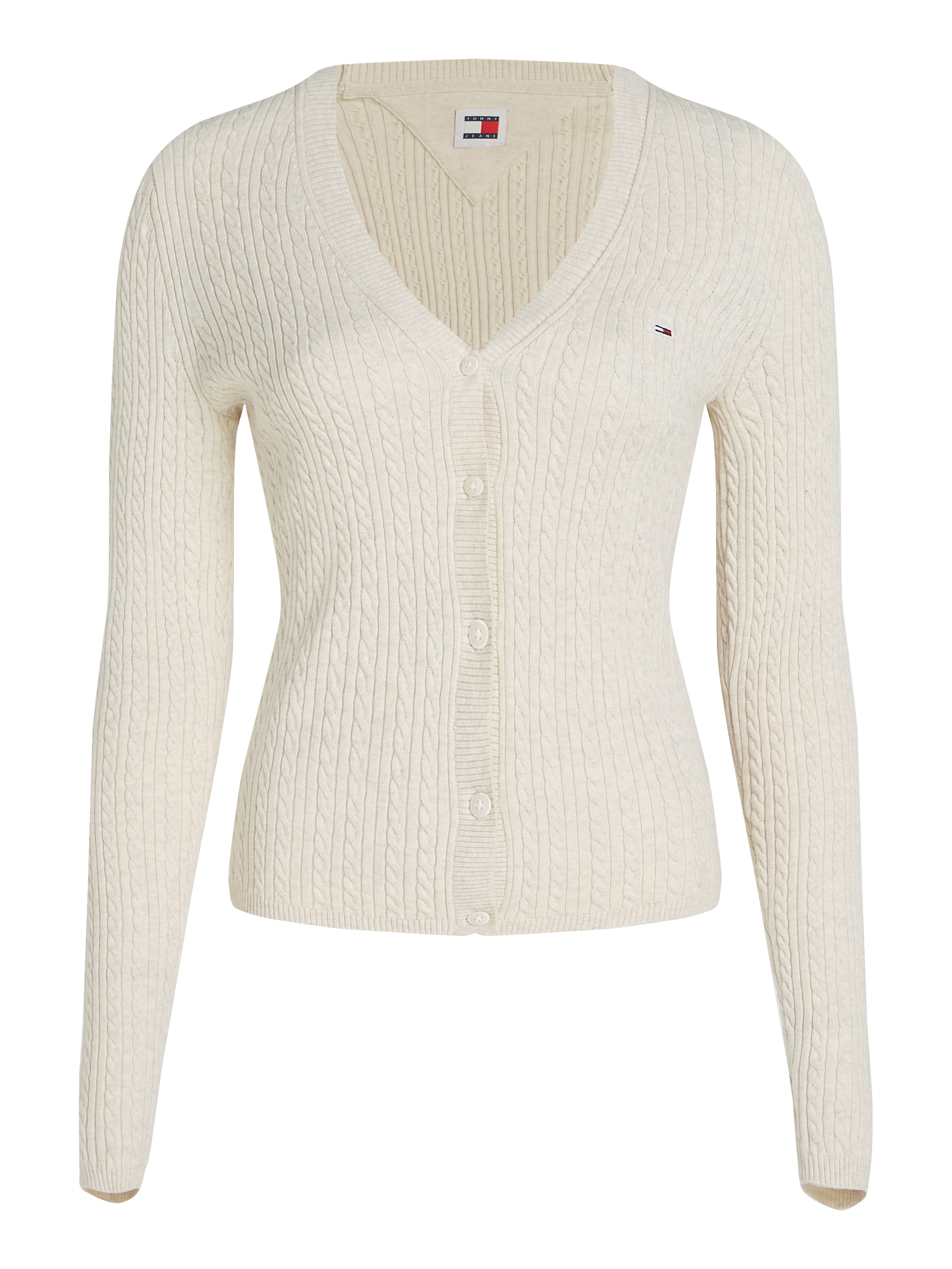 Tommy Jeans Strickjacke »TJW CABLE ESSENTIAL CARDIGAN«, mit Zopfmuster, Logostickerei