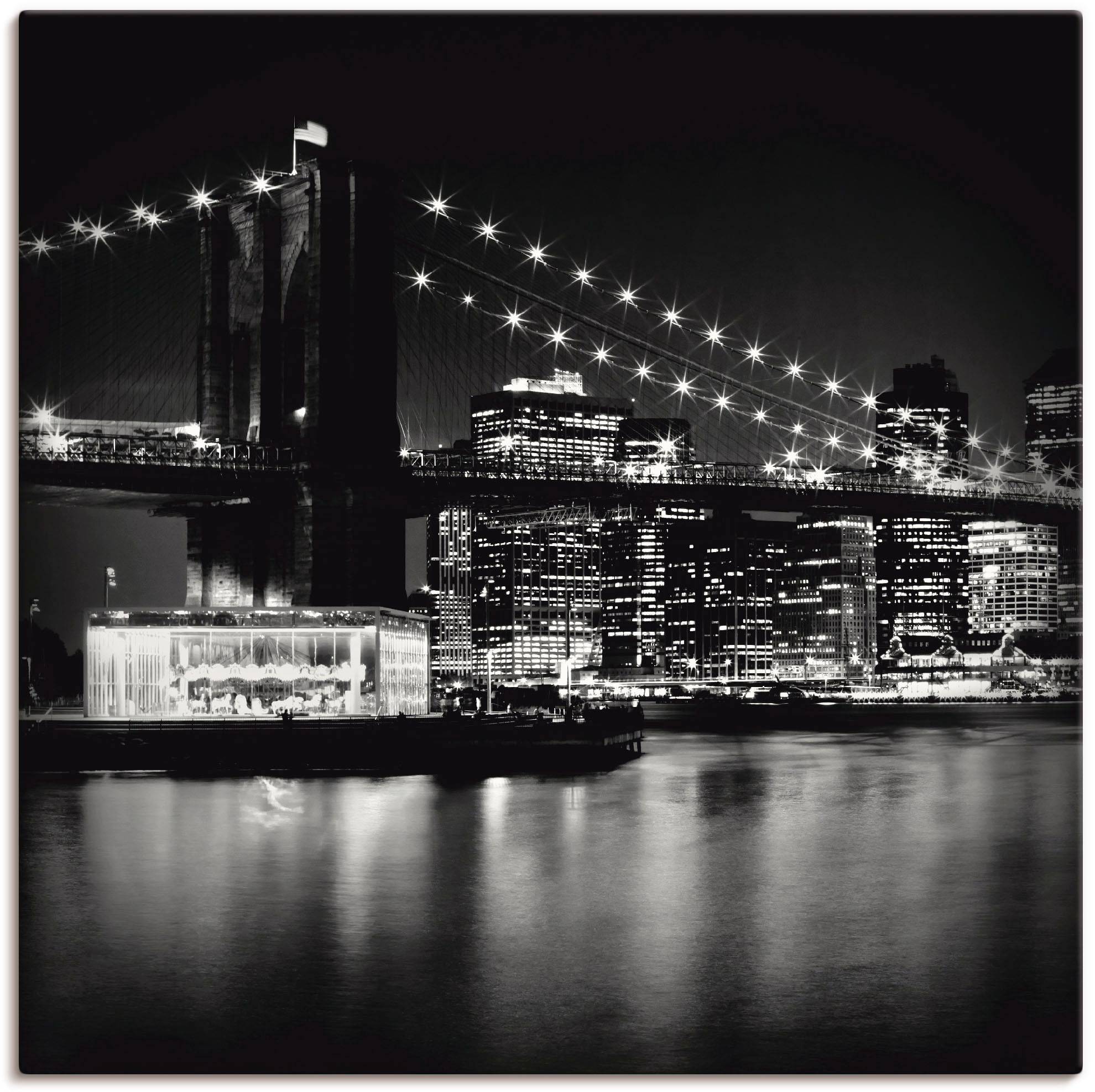 Image of Artland Wandbild »NYC Brooklyn Bridge bei Nacht«, Amerika, (1 St.), in vielen Grössen & Produktarten - Alubild / Outdoorbild für den Aussenbereich, Leinwandbild, Poster, Wandaufkleber / Wandtattoo auch für Badezimmer geeignet bei Ackermann Versand Schweiz