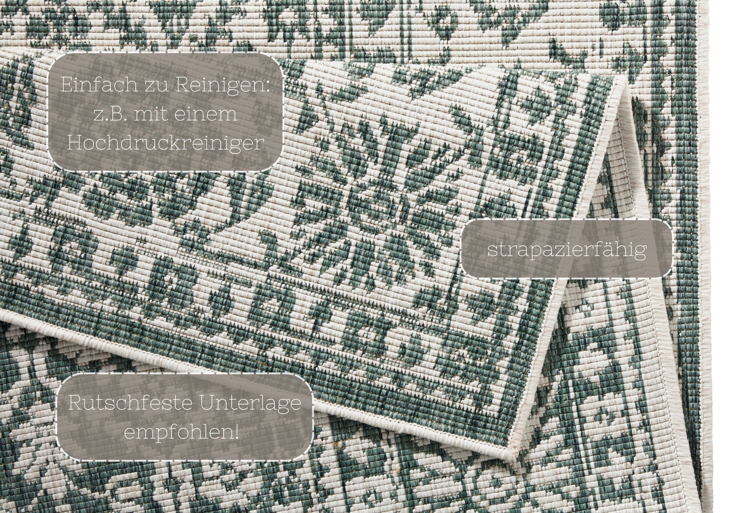 NORTHRUGS Teppich »Curacao«, rechteckig, 5 mm Höhe, In-& Outdoor, Läufer, Wetterfest, Balkon, Wohnzimmer, Wasserfest