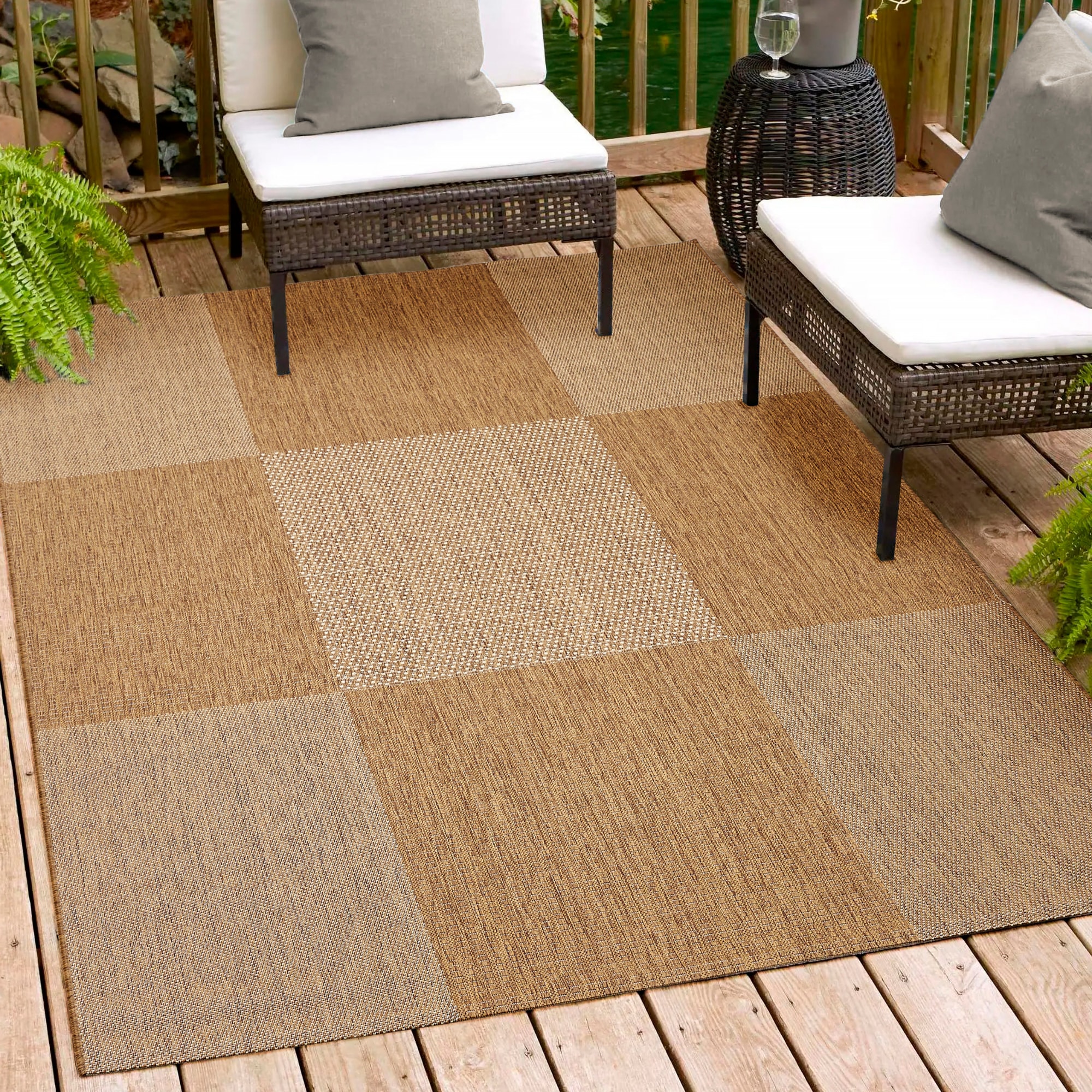 Andiamo Tapis »ARIZONA1« Rectangulaire 5 mm Höhe Flachgewebe, kariertes Muster, In- und Outdoor geeignet, wetterfest