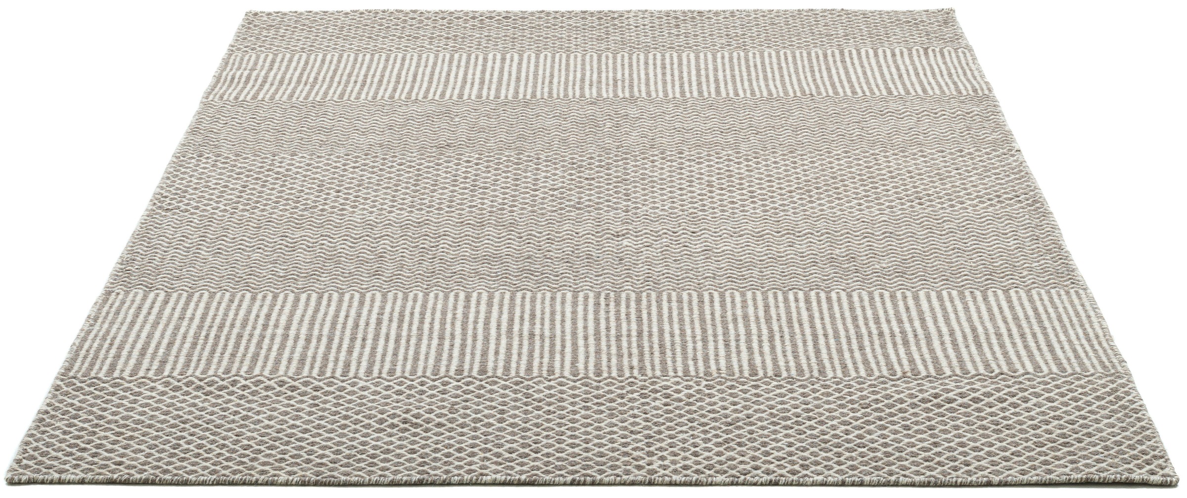 Image of THEKO Wollteppich »Trondheim PO-501«, rechteckig, 10 mm Höhe, Handweb Teppich, Flachgewebe, reine Wolle, handgewebt, ideal im Wohnzimmer & Schlafzimmer bei Ackermann Versand Schweiz
