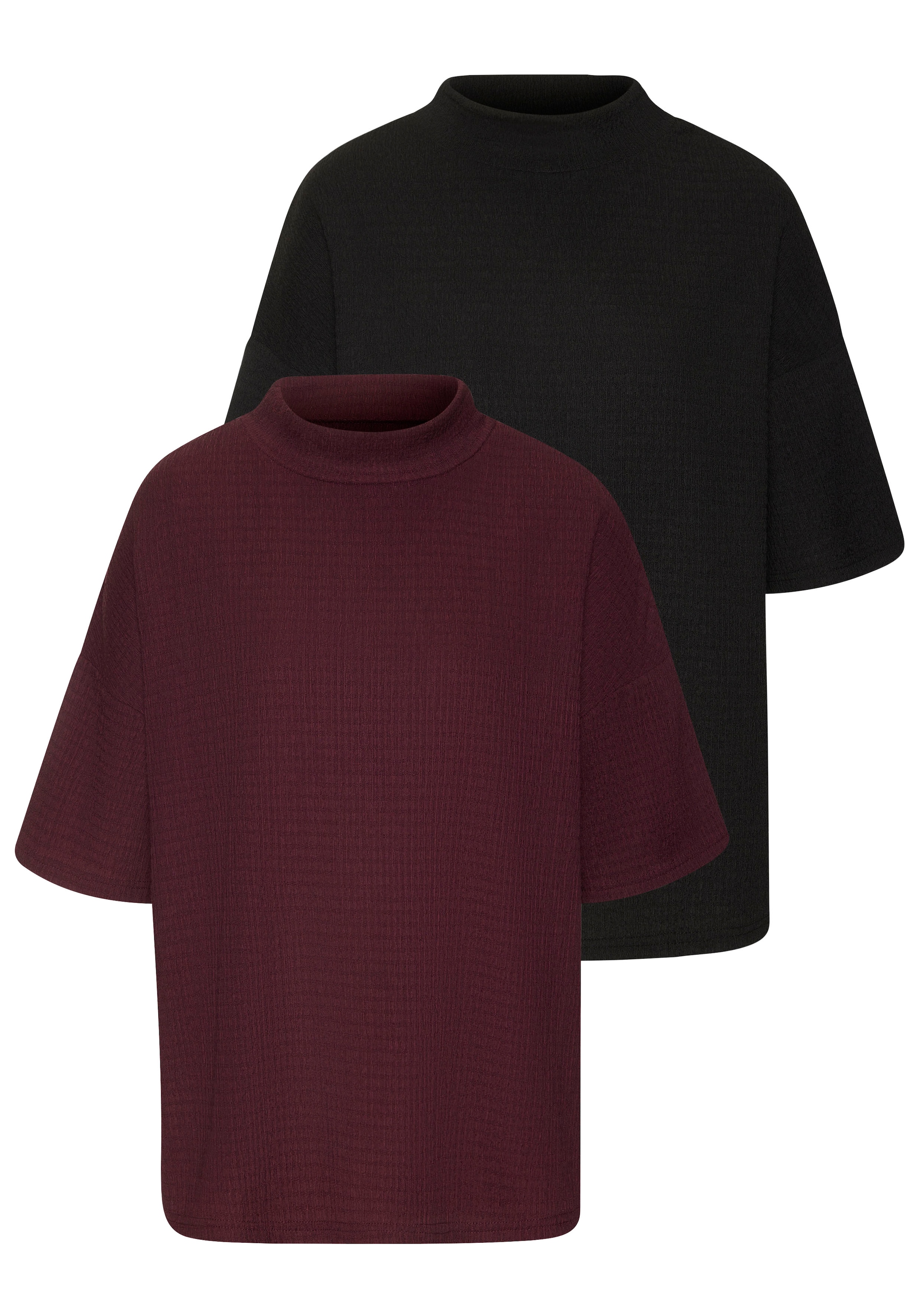 Image of LASCANA Kurzarmshirt "mit Stehkragen" 2er-Pack, aus bügelfreier Crêpe-Qualität