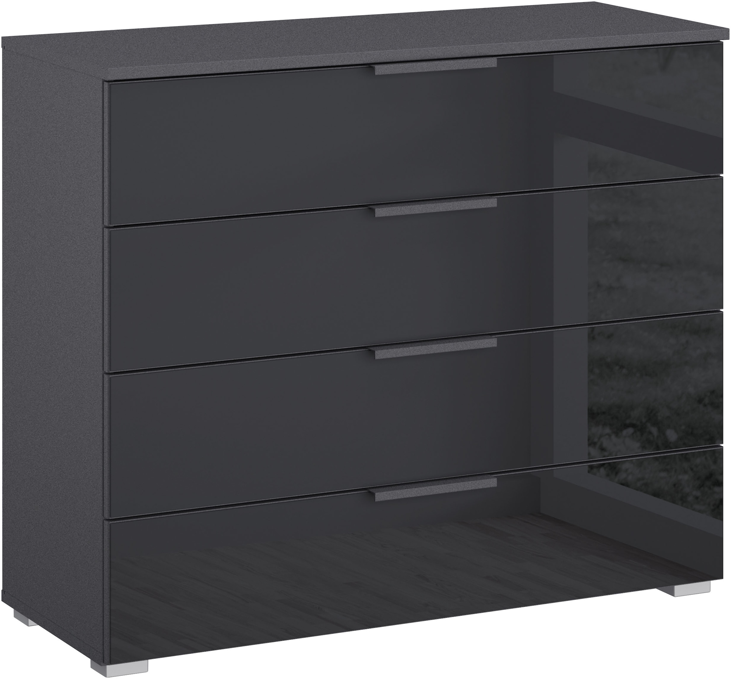GOODproduct Schubkastenkommode »Kommode Sideboard Schubladenkommode Schlafzimmerkommode KOLUNA« Breite 80 cm mit hochwertiger Glasfront,  vier grosse und geräumige Schubladen mit viel Stauraum MADE IN GERMANY
