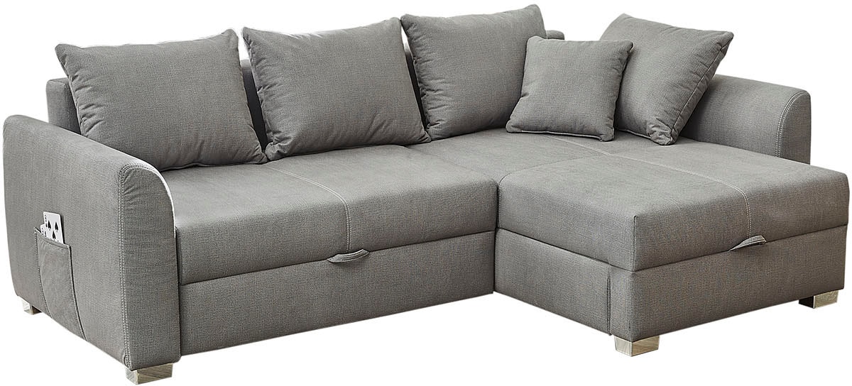 Jockenhöfer Gruppe Ecksofa »Boomer L-Form, B: 236 cm« mit Bettfunktion, Bettkasten & Zierkissen, 2 separate Liegeflächen