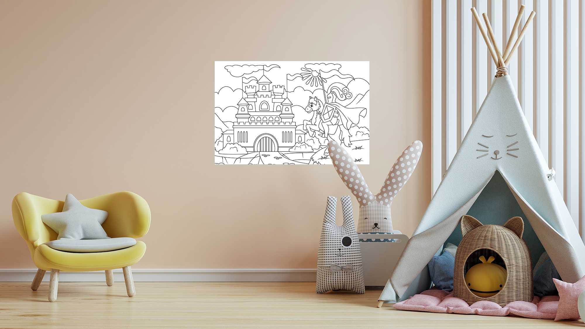 Image of queence Wandsticker "Ritterburg" DIY-Wandsticker zum Bemalen