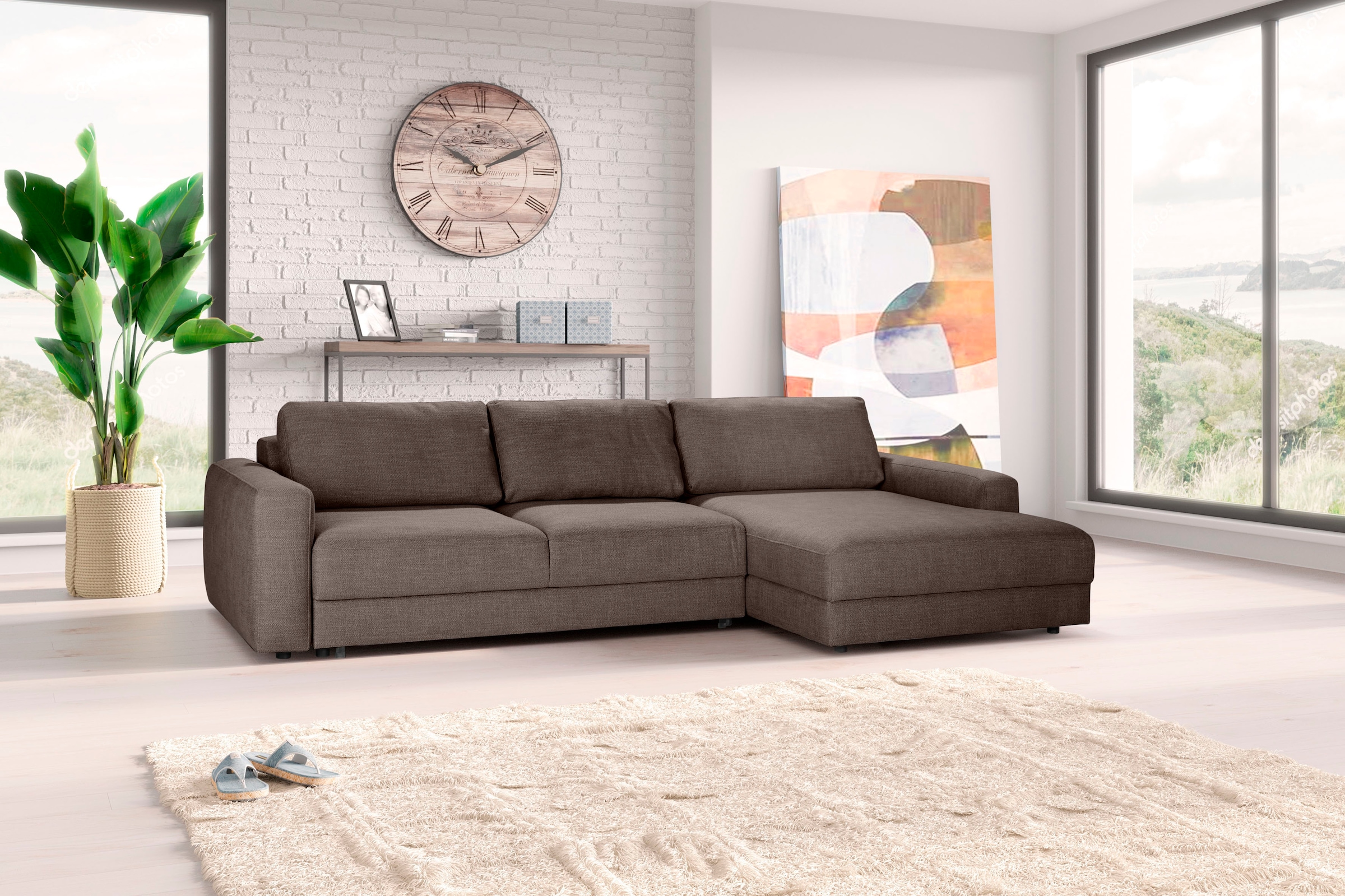Image of TRENDMANUFAKTUR Ecksofa "Bourbon II, mit extratiefer Sitzfläche und extrabreiter Recamiere" elegant und zeitlos, mit hohem Sitzkomfort, L-Form