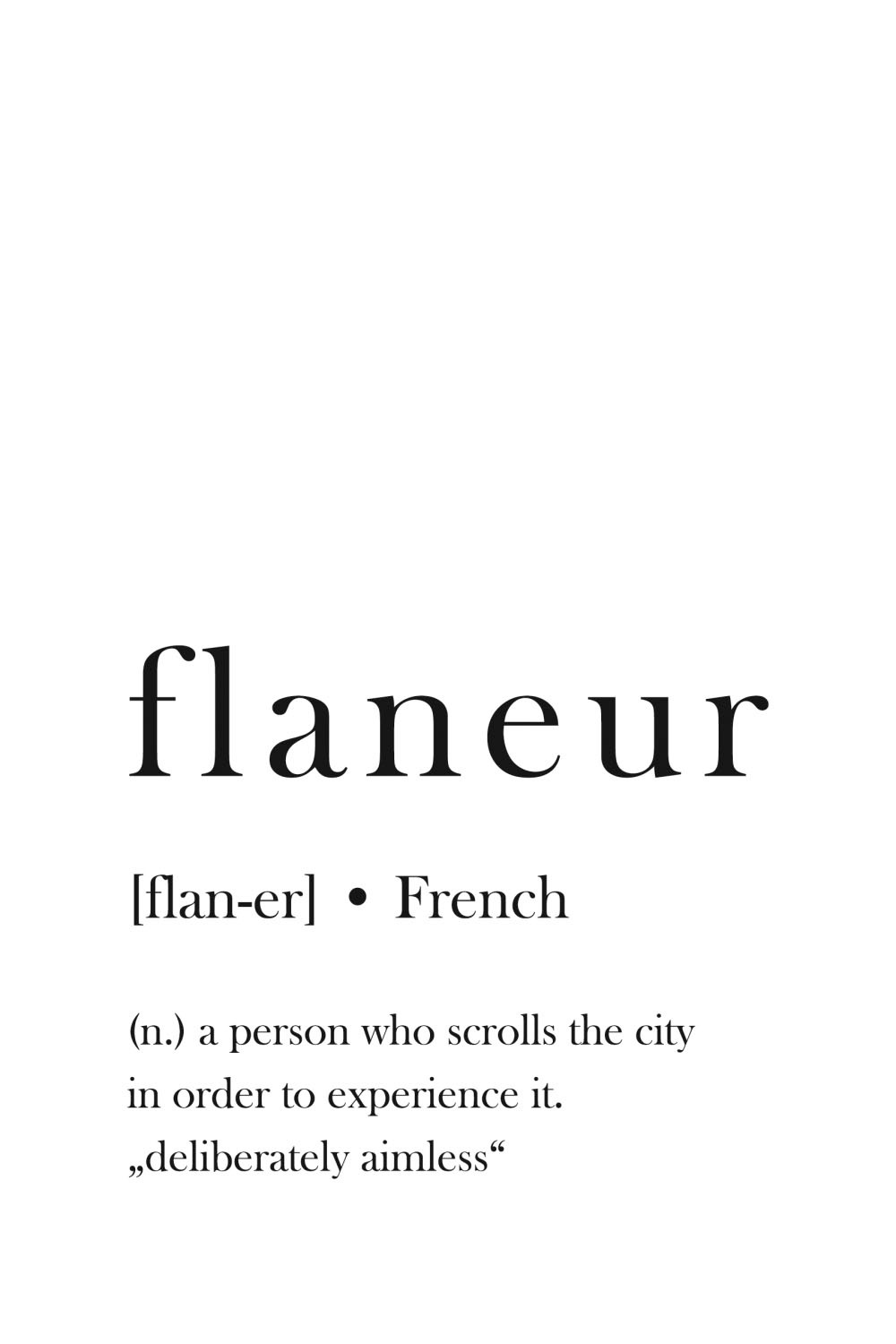 Image of queence Acrylglasbild "flaneur" Schriftzug Schwarz-Weiss Sprüche Sprüche & Texte Fine Art-Print in Galeriequalität