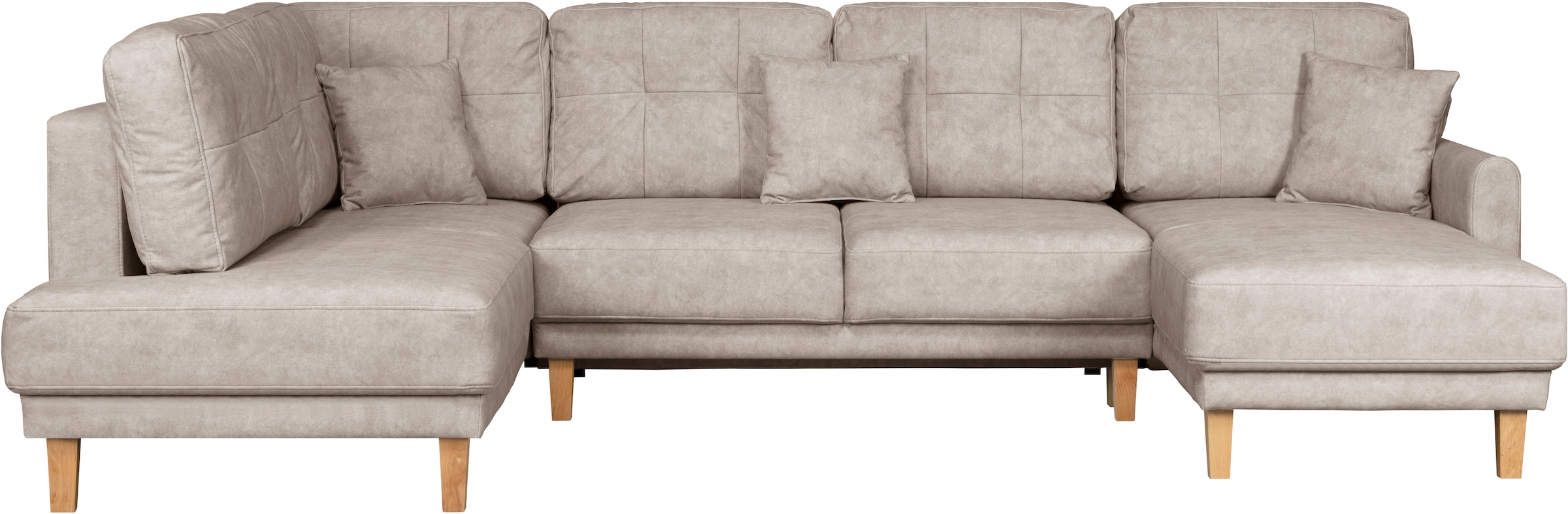 Home affaire Wohnlandschaft »TRIPLO U-Form wahlweise mit Schlaffunktion, B/T/H: 310/192/90 cm«, Schlafsofa, auch mit Bettkasten, Steppung im Rückenkissen