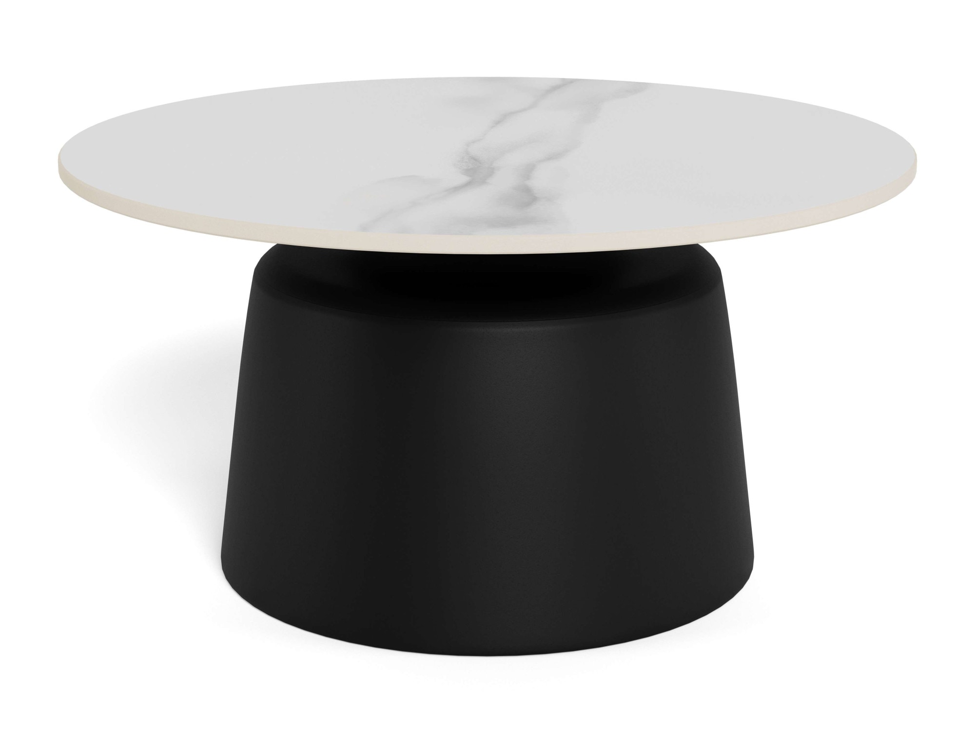 ACTONA GROUP Couchtisch »Santorini Kaffetisch - modern & stilvoll mit langlebiger Keramikplatte« Weisse Keramik, schwarzes Stahlgestell, langlebig. Ø: 70 cm