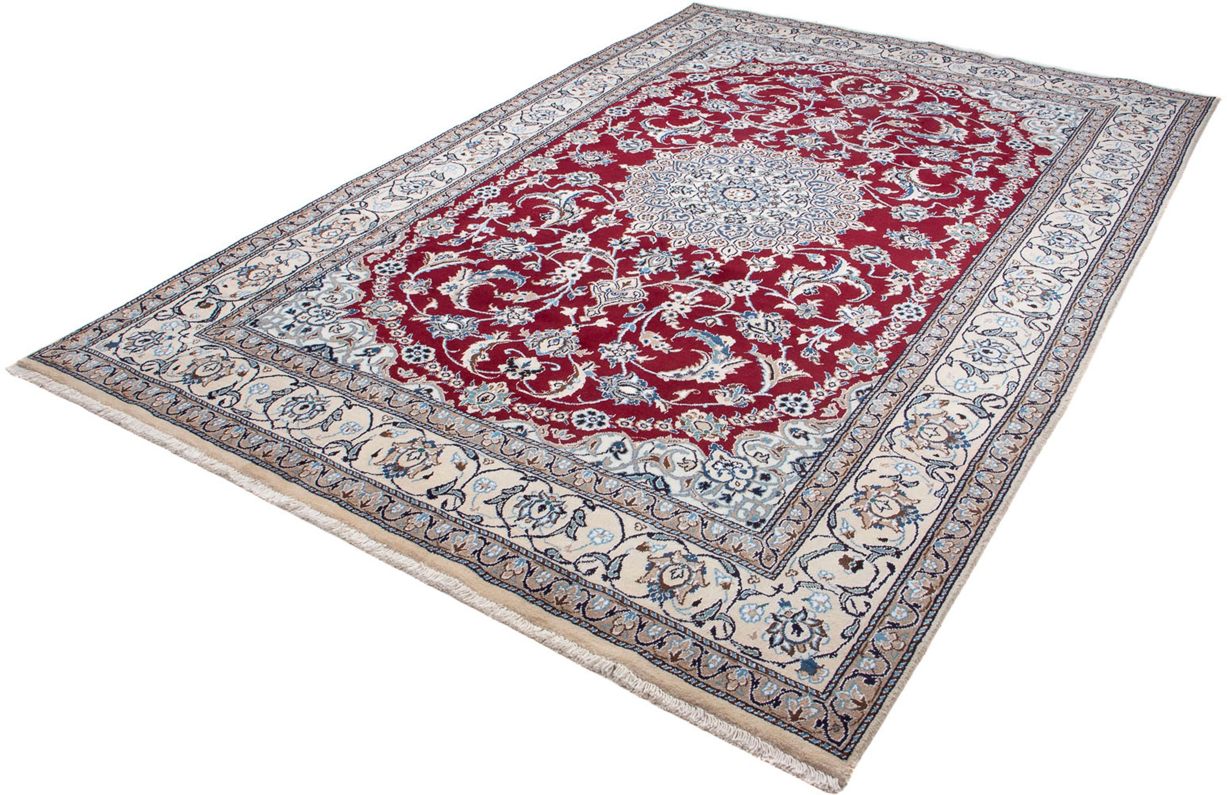 Image of morgenland Orientteppich »Perser - Nain - 296 x 195 cm - dunkelrot«, rechteckig, 10 mm Höhe, Wohnzimmer, Handgeknüpft, Einzelstück mit Zertifikat bei Ackermann Versand Schweiz