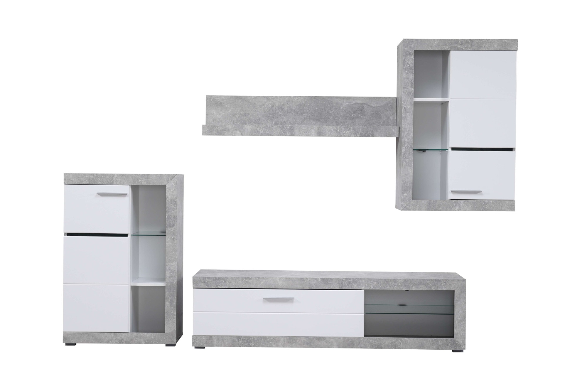 INOSIGN Ensemble de salon »Rosso Wohnwand, Mediawand, Anbauwand, für TV bis 60', Breite 267 cm« Komplett-Set, 4-st, 4 cuis tlg.