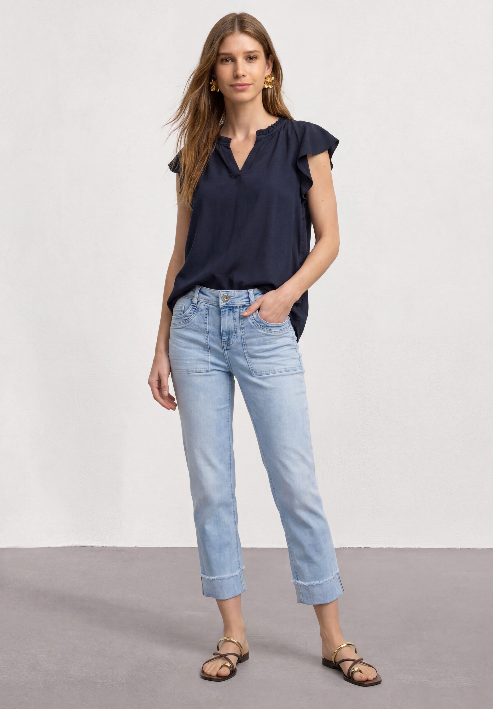 STREET ONE Blouse à manches courtes blouse d'été avec manches volantées