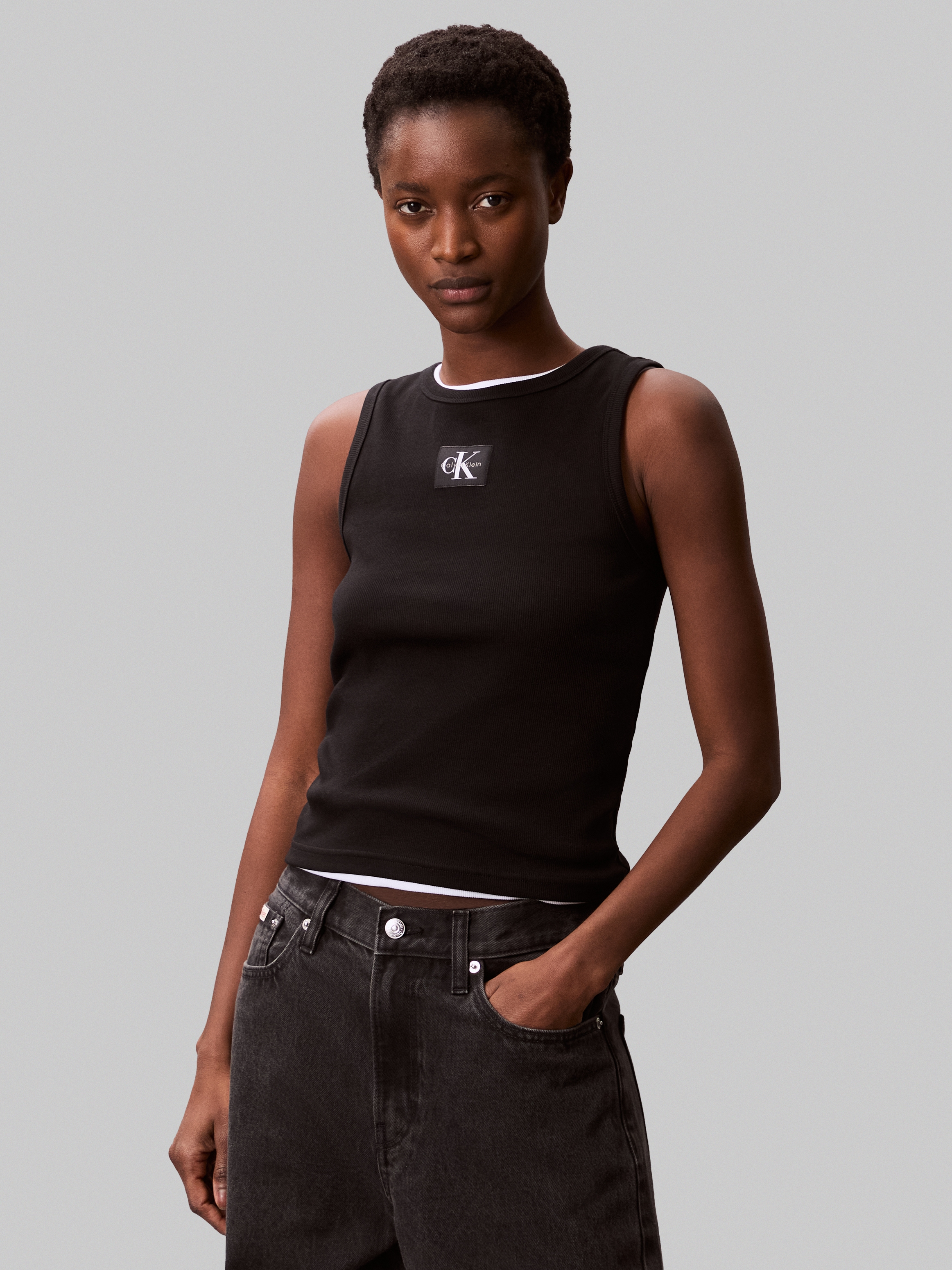 Image of Calvin Klein Jeans Tanktop "A - WVN LBL 2X2 CTTN" Mit Rundhalsausschnitt